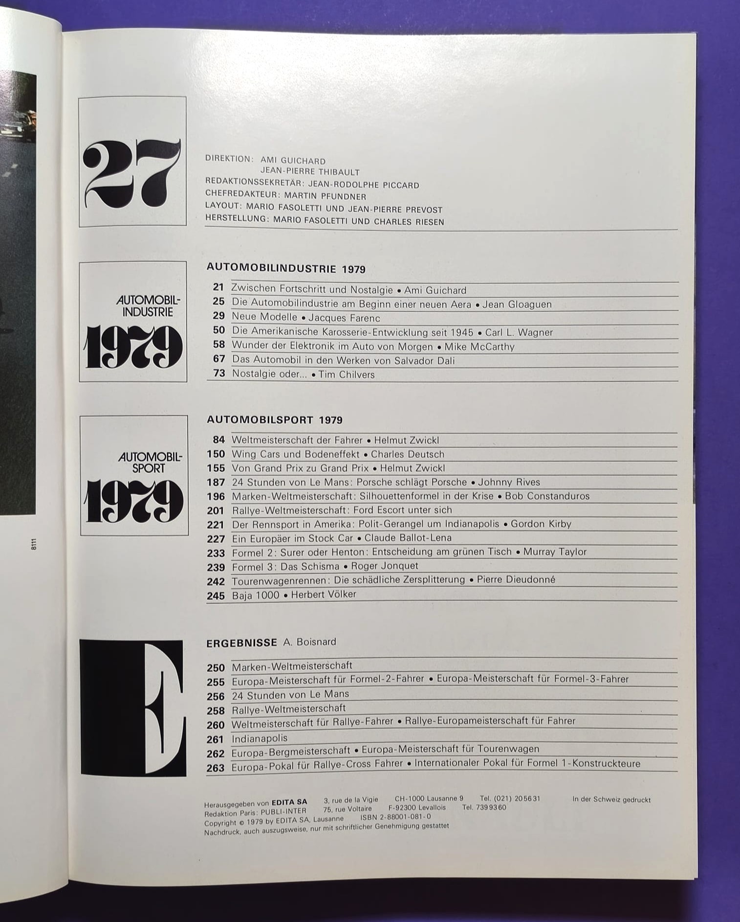 altes Buch, Auto Jahr 1979-1980, Nr. 27, BMW M1 Procar, Lancia Beta, Mazda, Mercedes, Rallye, Fiat Abarth 131, Renault R5, Porsche,.. Formel 1, 2, 3, LeMans, USA,.. Scheckter, Villeneuve, Lauda,.. Ferrari, Ligier, Lotus, Renault, Wolf,..