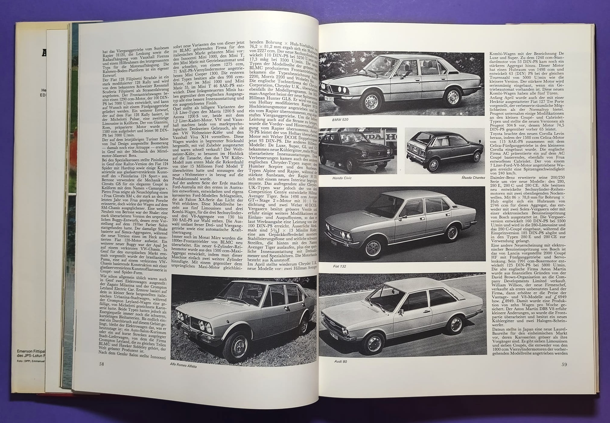 altes Buch, Auto Jahr 1972-1973, Nr. 20, Alfa GTAm, BMW, Citroen, Lotus, Ferrari, Maserati, Porsche 917,.. Formel 1, 2, LeMans, Rallye, Indy Car, Targa Florio,.. Cevert, Stewart, Peterson, Lauda,..
