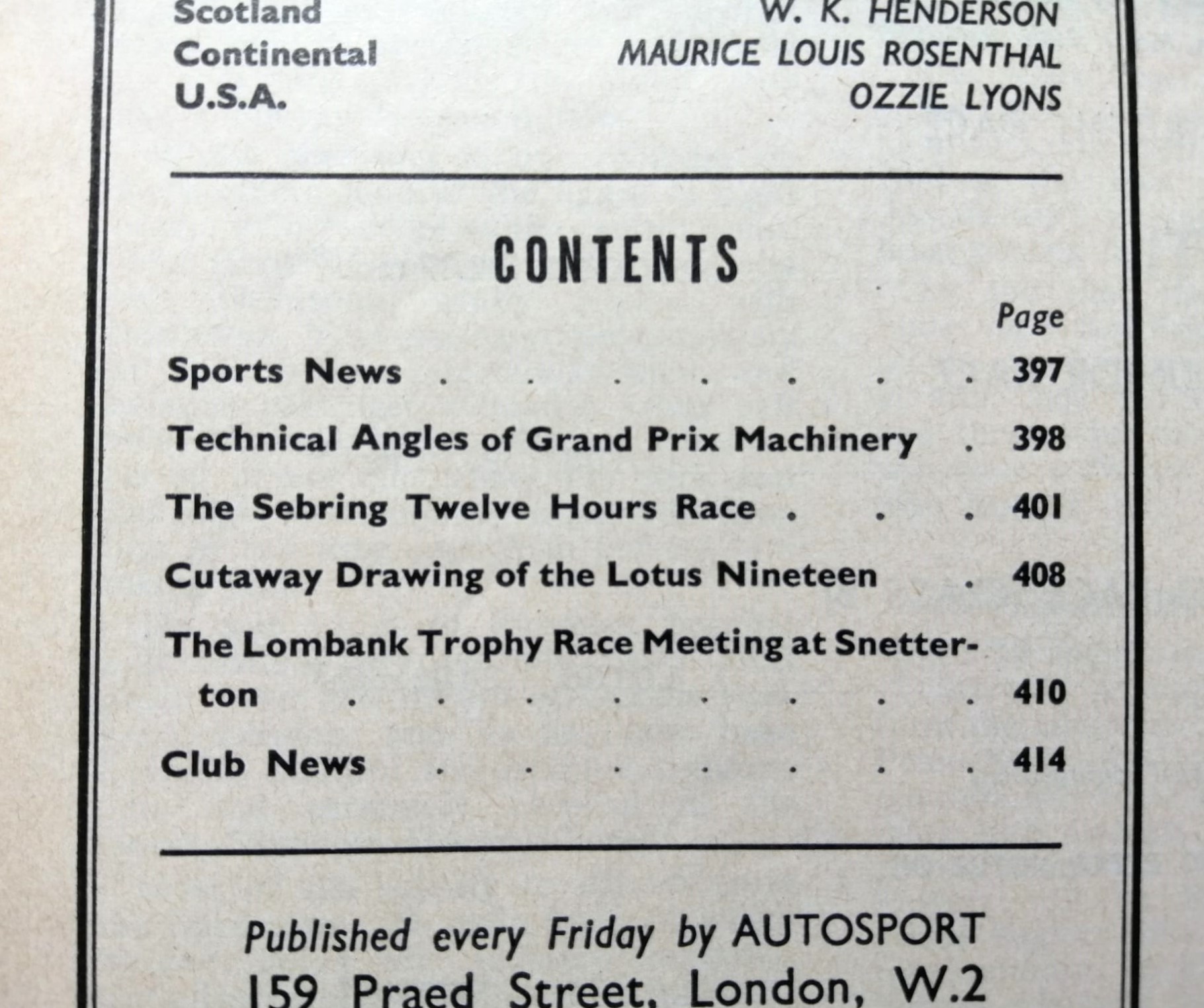 alte Zeitschrift Magazin Heft Autosport, 31. März 1961, Sebring, Snetterton, Motorsport,.. Englisch!