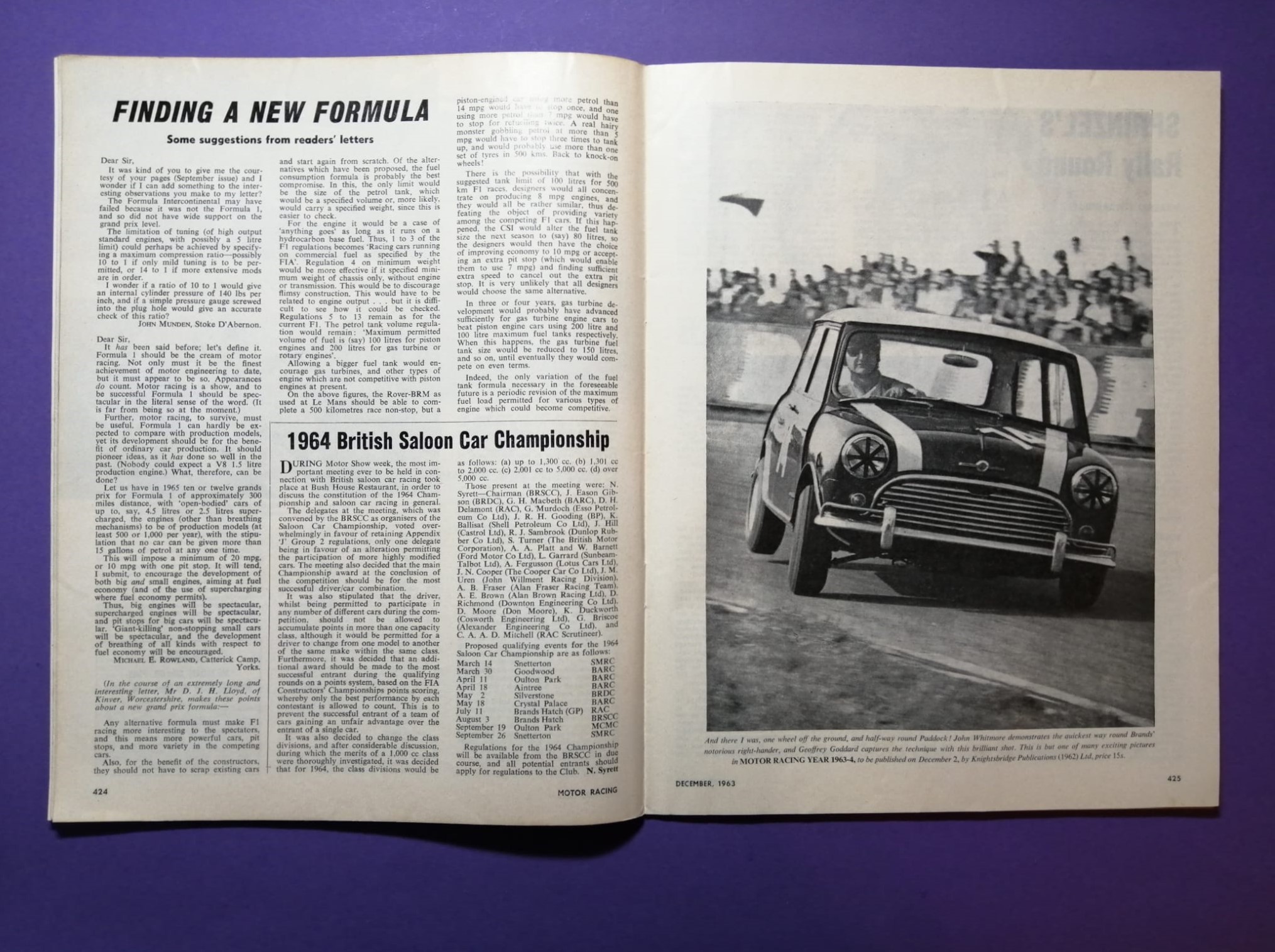 alte Zeitschrift Magazin Heft Motor Racing, 12/1963, Jim Clark Lotus, Formel 1 Grand Prix Mexico, MINI Cooper,.. Englisch! 