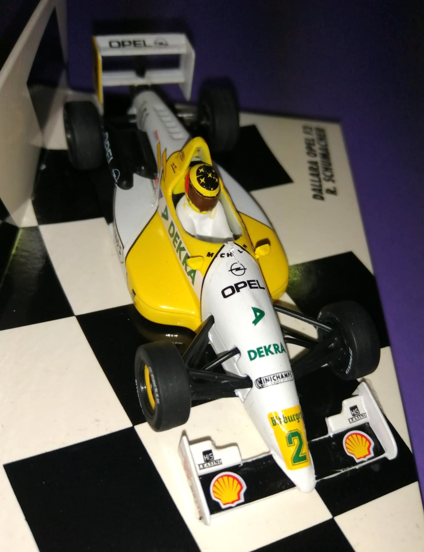 altes MINICHAMPS Modellauto 1:43, Ralf Schumacher, Dallara Opel, Formel 3 1994, In Original Plexiglasbox. 