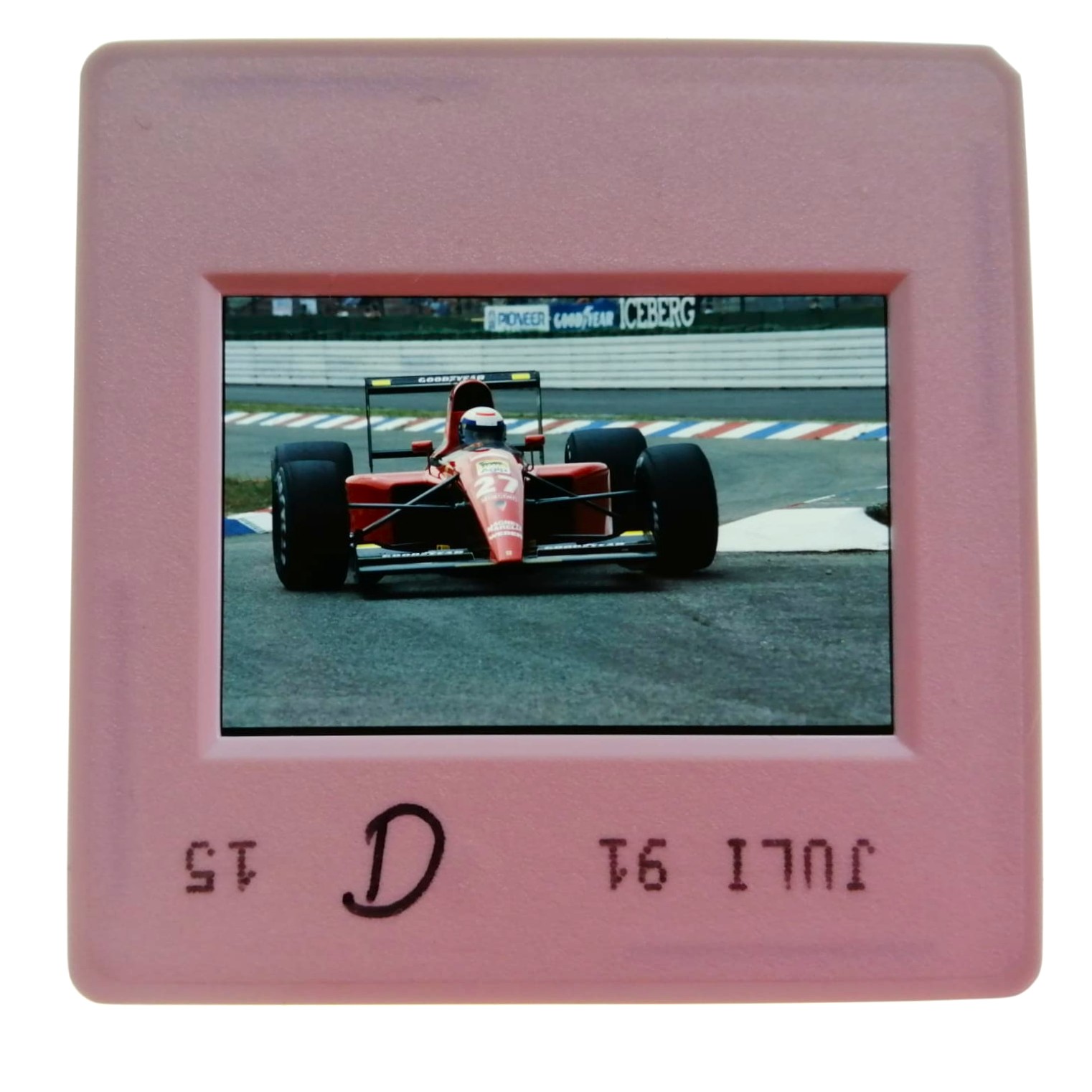 altes Presse Foto DIA, Alain Prost, Ferrari, Formel 1 Grand Prix Deutschland Hockenheimring 1991, 5x5cm