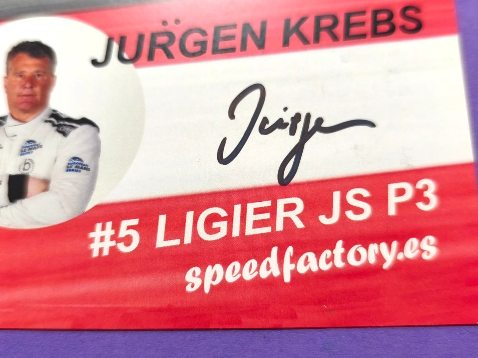 2 Original Autogramme, Tim Müller, Jürgen Krebs, Ligier JS P3, European LeMans Series 2017, Karte 15x21cm