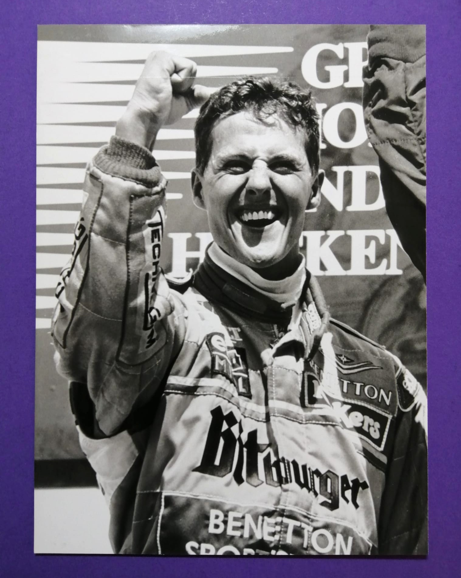 altes Pressefoto, Michael Schumacher, Benetton Renault, Formel 1 Grand Prix Deutschland Hockenheimring 1995, 15x21cm