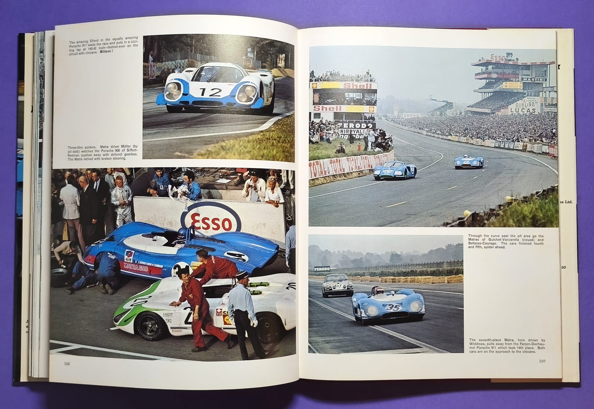 altes Buch, Automobile Year 1969-1970, Ford Capri, Opel Manta,.. Formel 1, LeMans, Rallye, Indy Car,.. Jochen Rindt, Hill, Ickx, Siffert, Stewart,.. Lotus, Ferrari, Porsche 917, Matra,.. ENGLISCH!