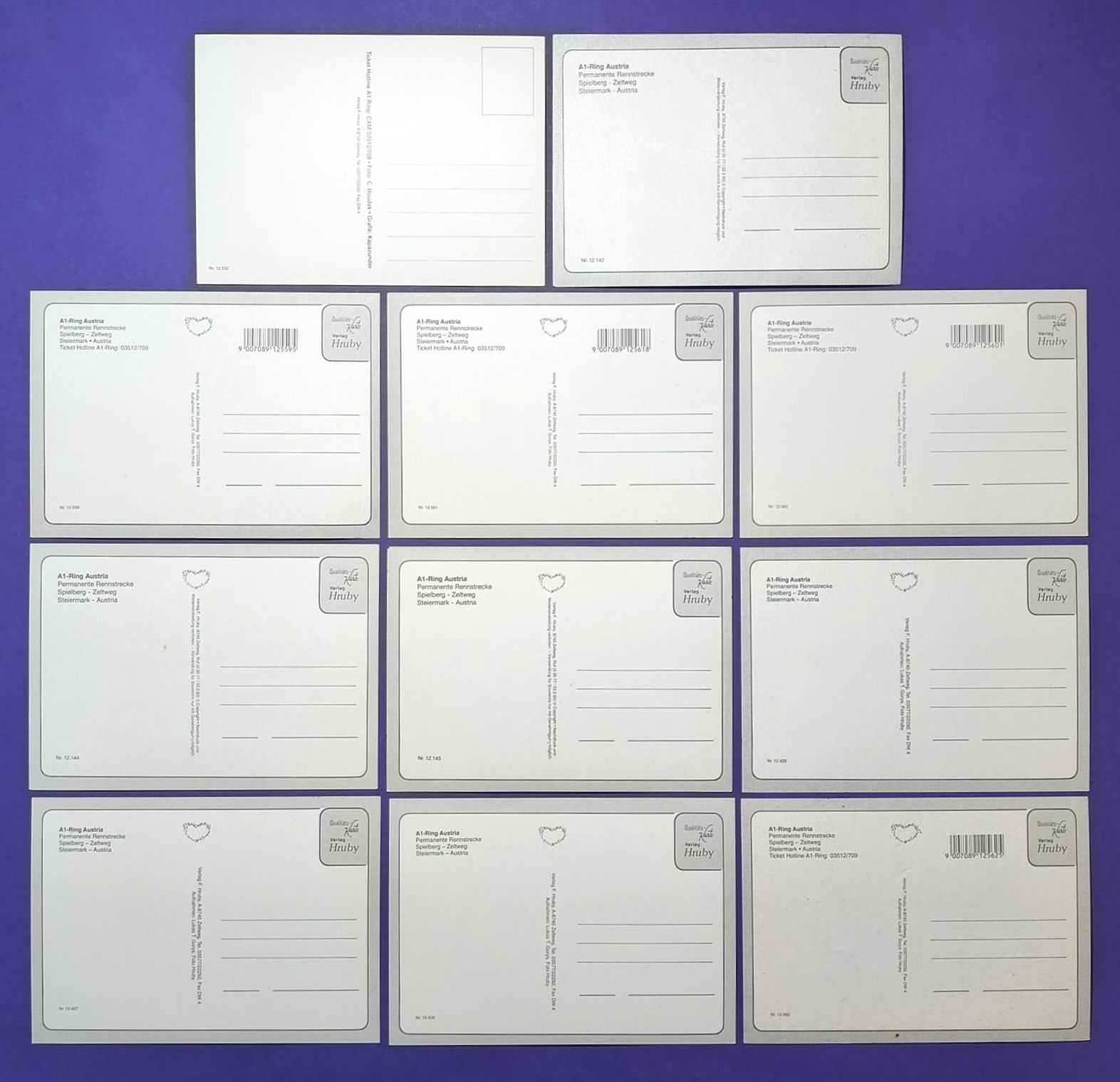 12 Stück alte Postkarten A1-Ring Austria, Spielberg, Formel 1 Grand Prix, Tourenwagen, Motorrad 90er Jahre, 10x15cm