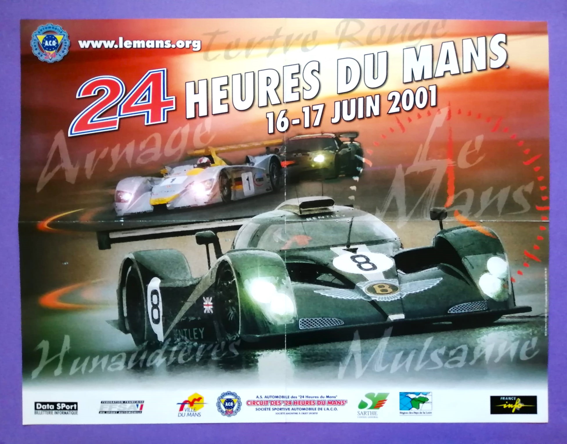altes Original Rennplakat Doppelposter 2001 + Siegerwagen 24h LeMans 1923-2000, Bentley, 44x59cm