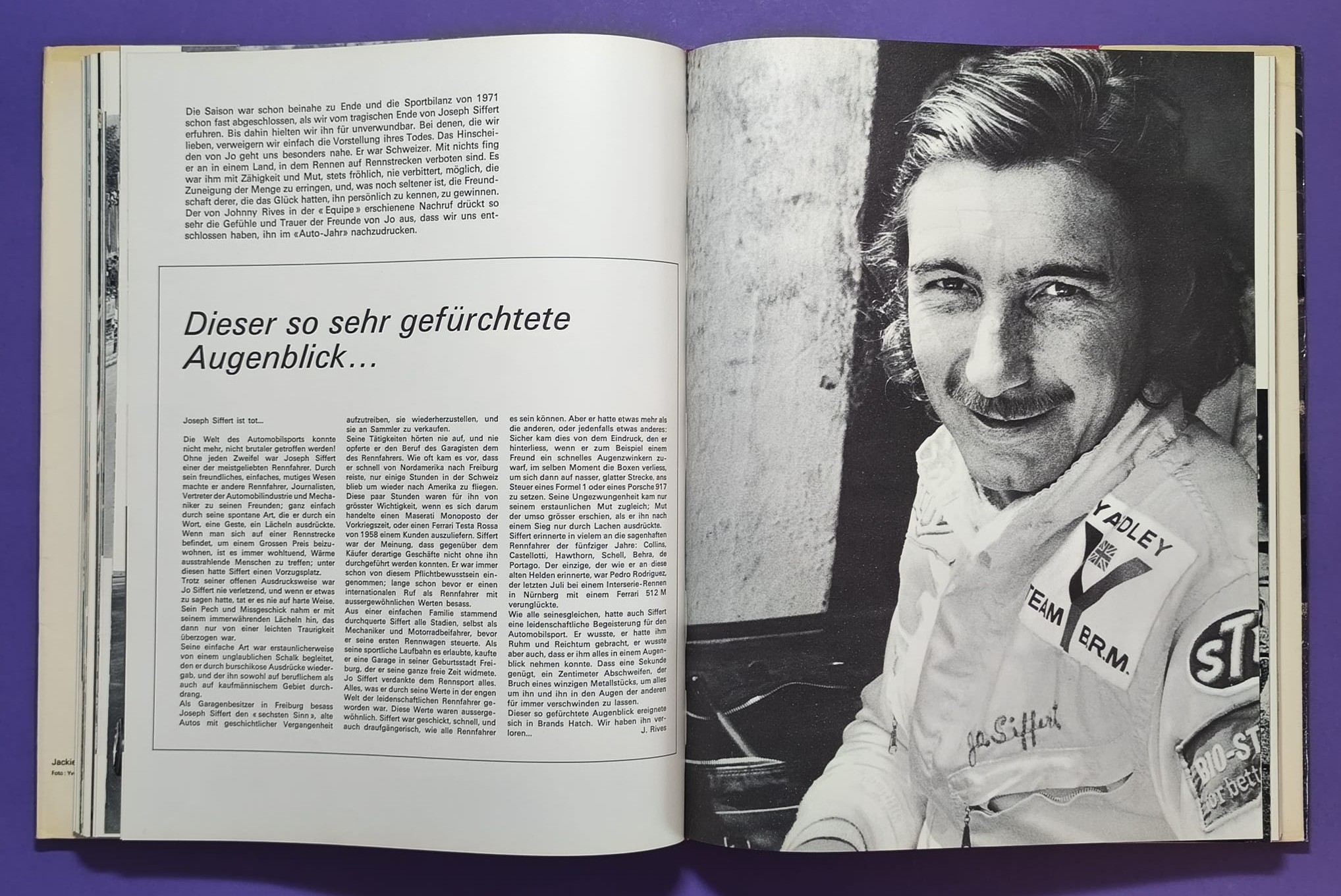 altes Buch, Auto Jahr 1971-1972, Nr. 19, Alfa Sud & Tipo 33, Alpine 110 & 310, BMW, Citroen, Lamborghini Miura, Lotus, Ferrari, Matra, Monteverdi, Porsche 917,.. Formel 1, 2, LeMans, Rallye, Indy Car, CanAm,.. Cevert, Stewart, Siffert, Peterson,..