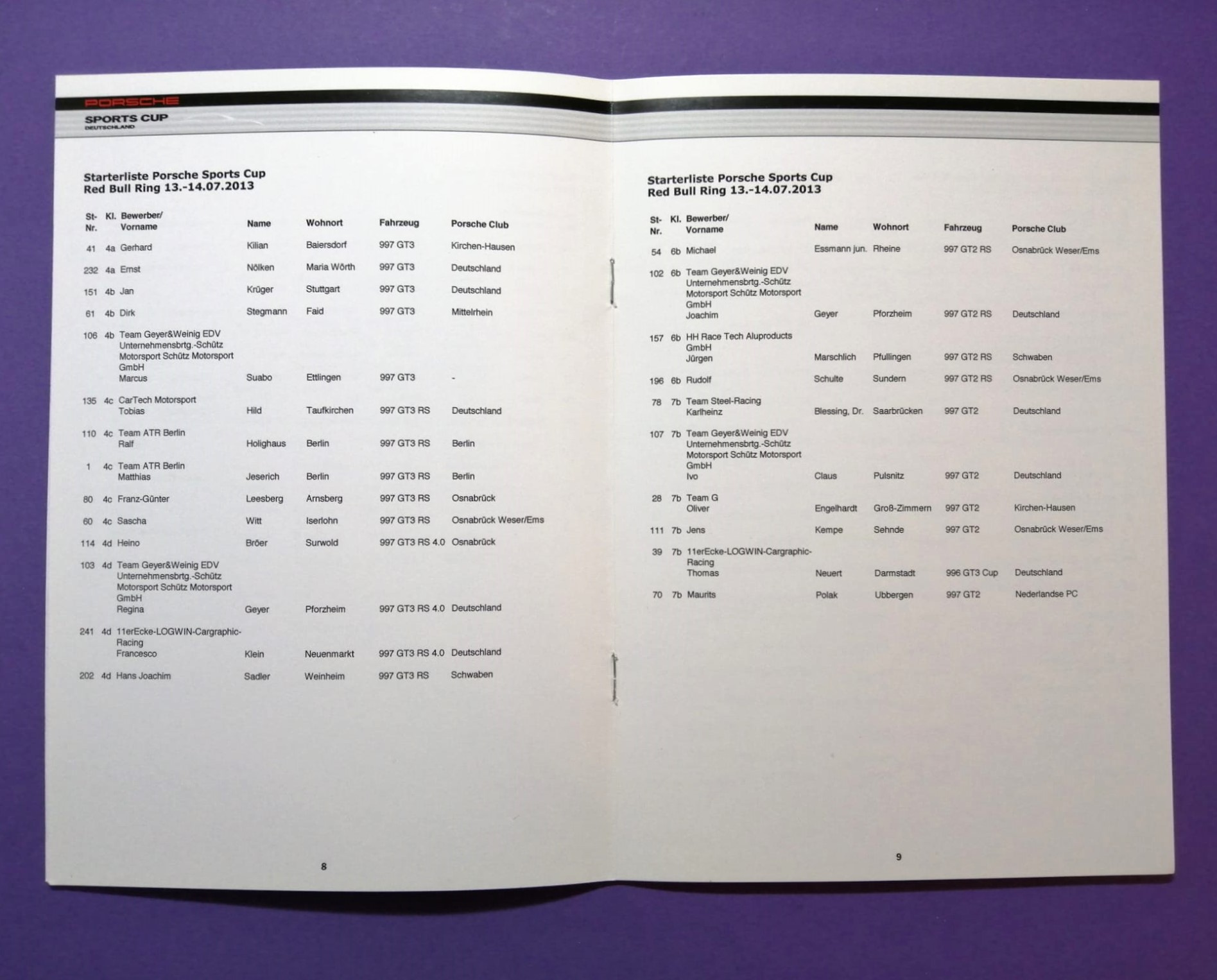 2 Stück Rennprogramme, Red Bull Ring, Spielberg, Porsche Sports Cup 2013, Rundstreckentrophy 2016