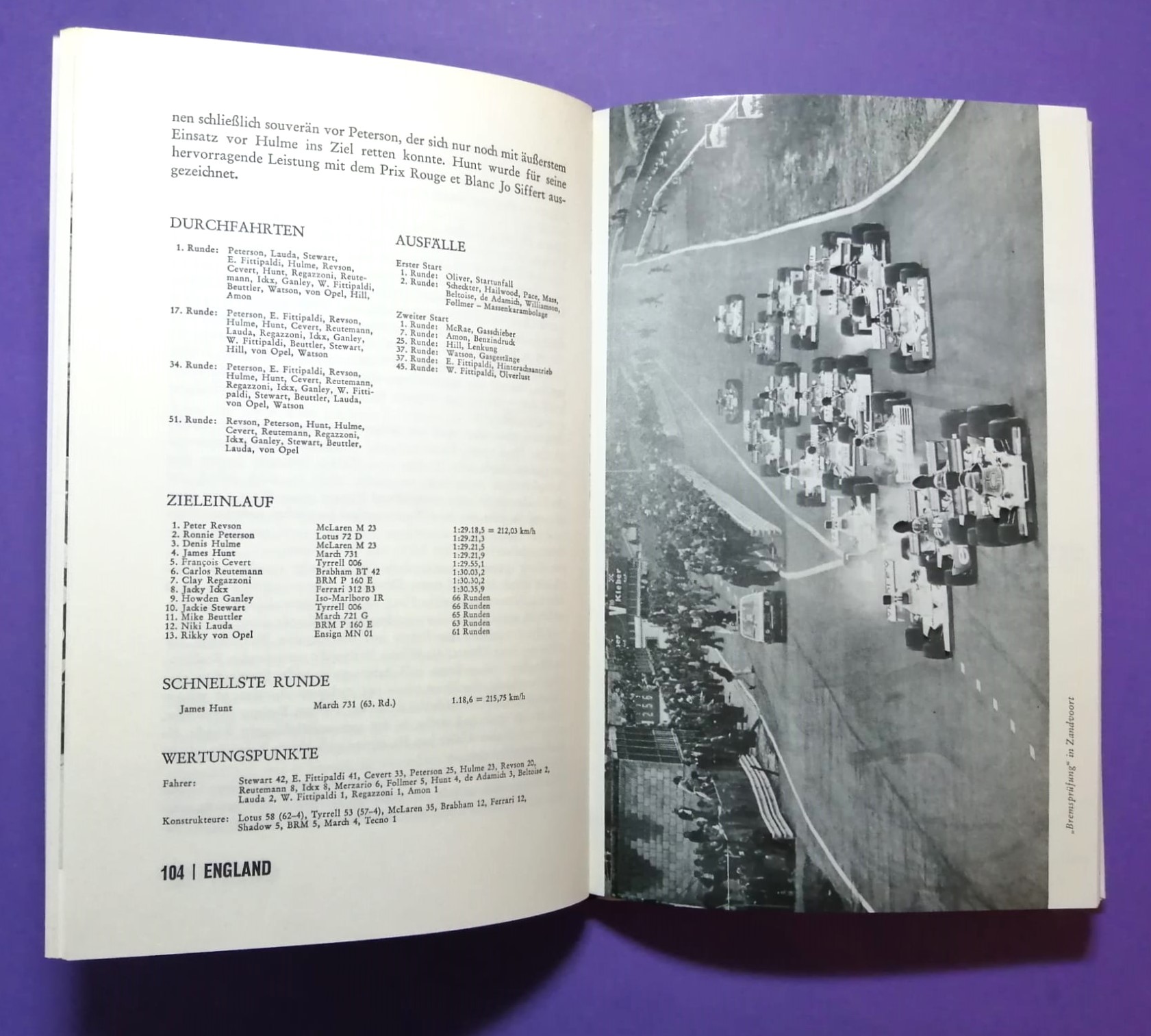 altes Buch Grand Prix 1973, Formel 1 Grand Prix Jahrbuch, Ulrich Schwab, Francois Cevert, Jackie Stewart, Tyrrell, Peterson Lotus, Hunt Hesketh,..