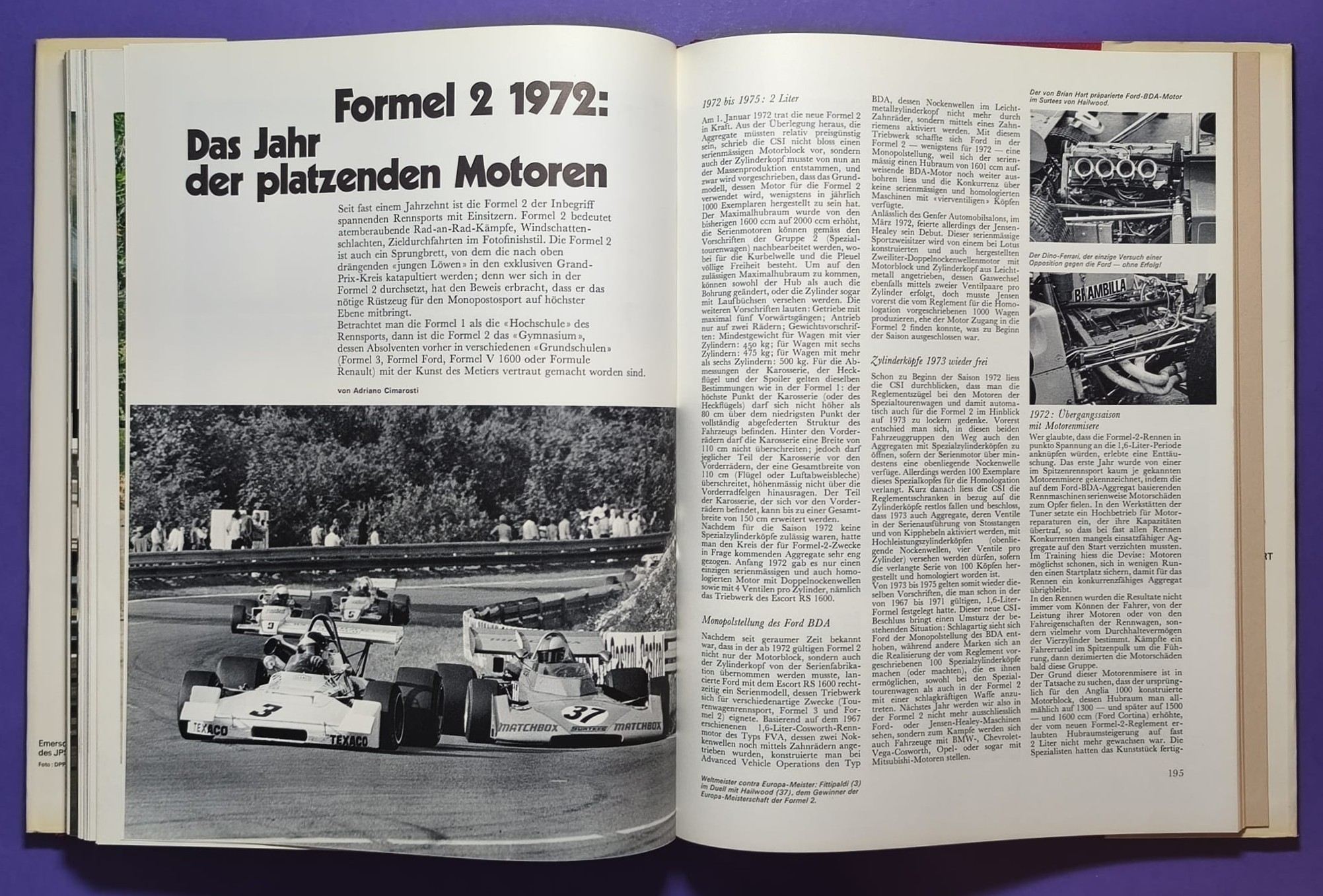 altes Buch, Auto Jahr 1972-1973, Nr. 20, Alfa GTAm, BMW, Citroen, Lotus, Ferrari, Maserati, Porsche 917,.. Formel 1, 2, LeMans, Rallye, Indy Car, Targa Florio,.. Cevert, Stewart, Peterson, Lauda,..
