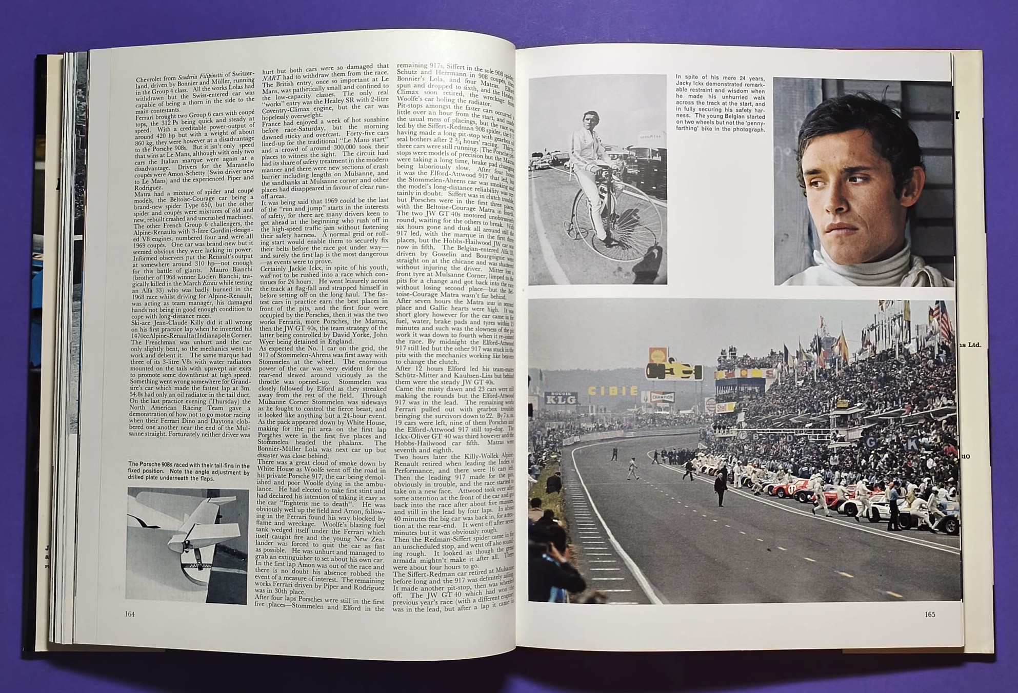 altes Buch, Automobile Year 1969-1970, Ford Capri, Opel Manta,.. Formel 1, LeMans, Rallye, Indy Car,.. Jochen Rindt, Hill, Ickx, Siffert, Stewart,.. Lotus, Ferrari, Porsche 917, Matra,.. ENGLISCH!