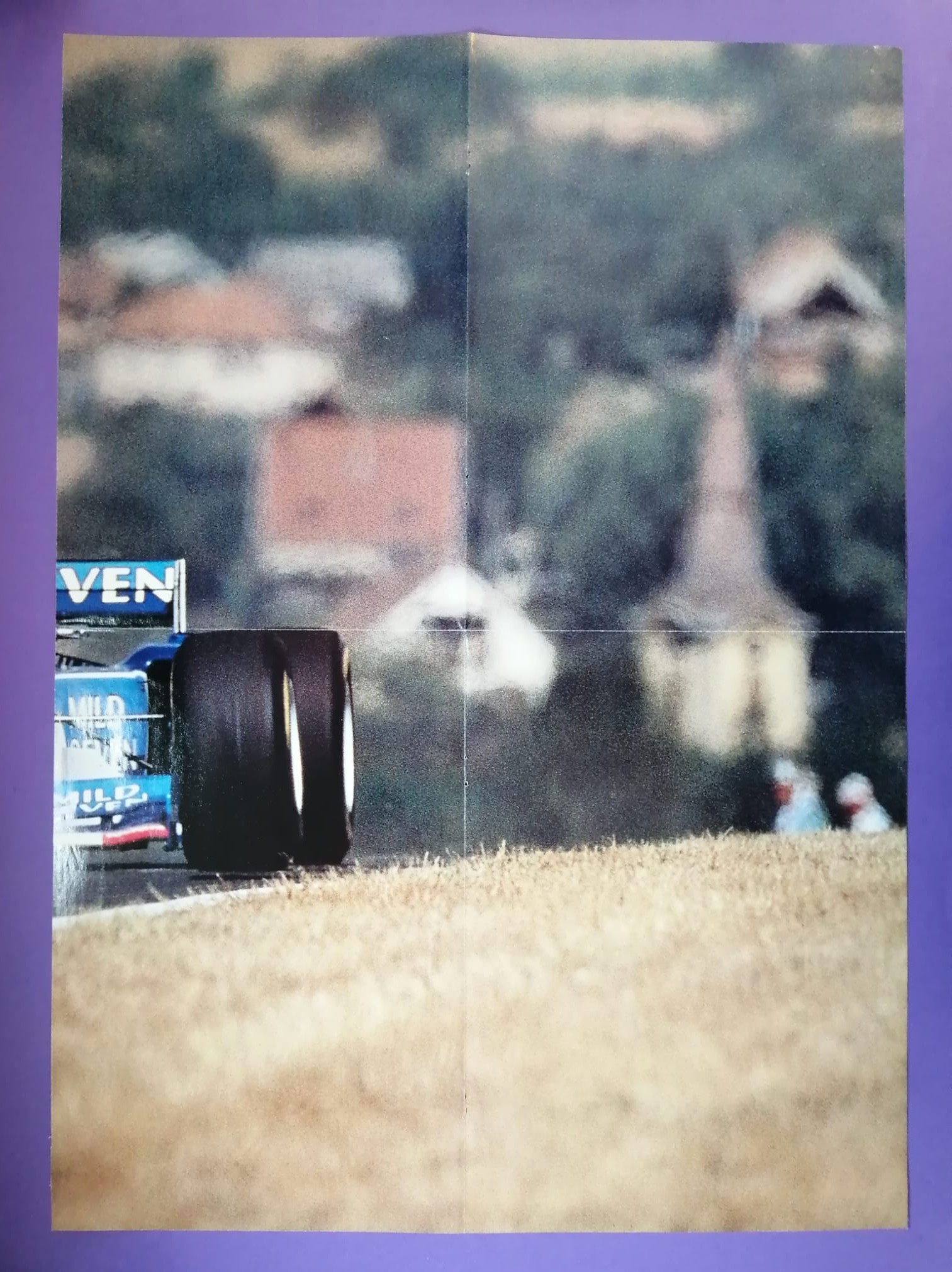 altes Doppelposter Michael Schumacher, Benetton Renault, Sieger Formel 1 Grand Prix Deutschland Hockenheimring 1995, 41x57cm