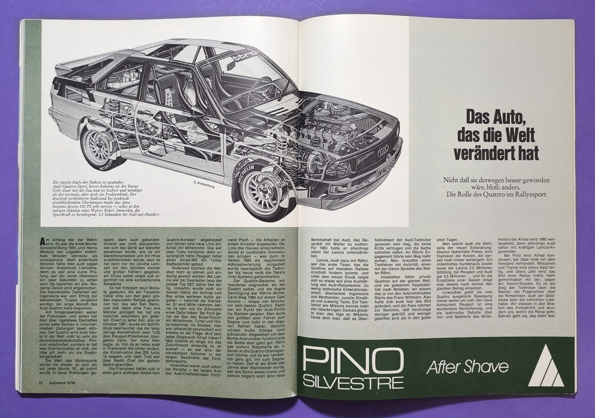 alte Auto Revue Zeitschrift Magazin, Heft, 12/1984, 16 Seiten Sonderteil Jänner Rallye Freistadt, Audi Quattro, Franz Wittmann, Testberichte Saab 900 Turbo 16, VW Scirocco GTX
