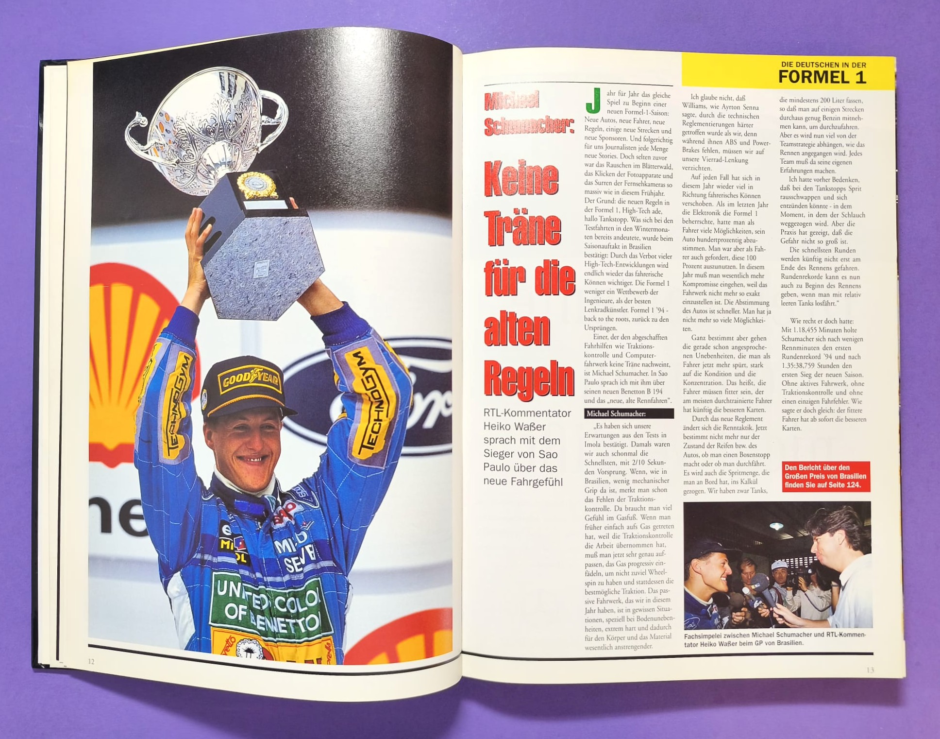 altes Buch, GRAND PRIX 1994, Live Miterlebt, Formel 1, Ayrton Senna Williams, Michael Schumacher Benetton, Ratzenberger Simtek,..