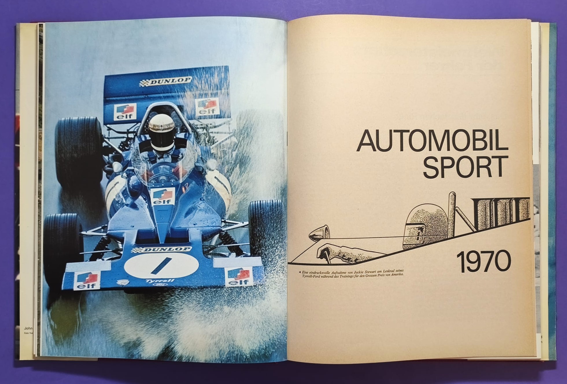 altes Buch, Auto Jahr 1970-1971, Nr. 18, Jochen Rindt Formel 1 Grand Prix Weltmeister, Lotus72, LeMans, CanAm, Indy Car,.. Stewert, Cevert, Ickx, Brabham,.. Ferrari, Porsche 917, Matra,.. Citroen SM, Straßenautos,..