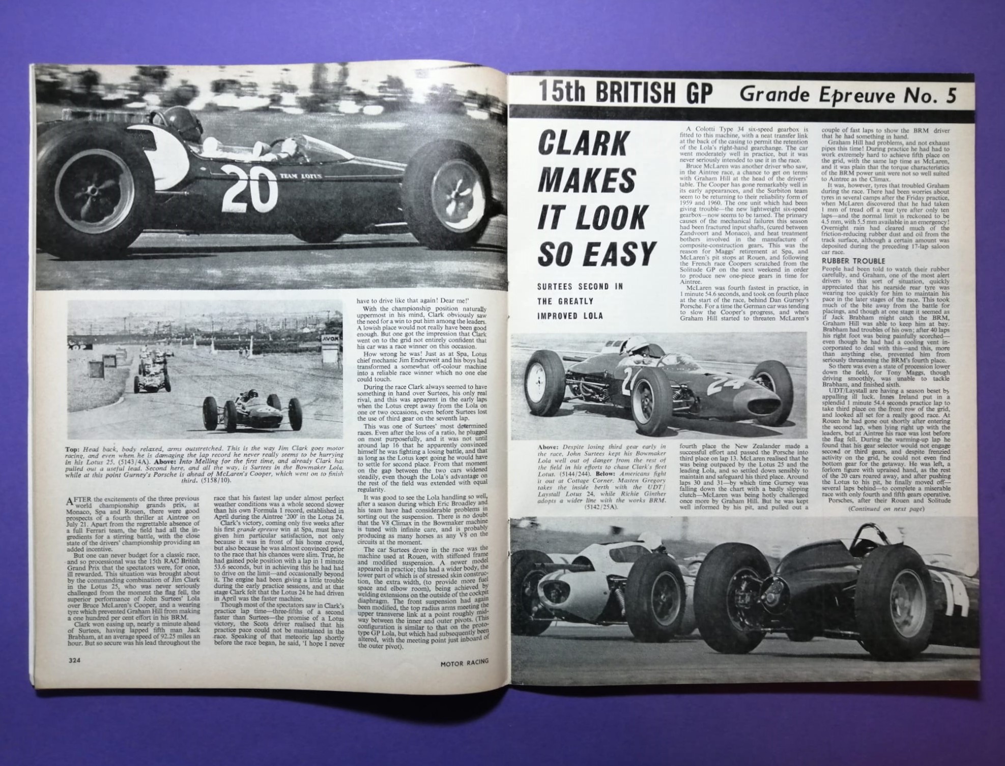 alte Zeitschrift Magazin Heft Motor Racing, 09/1962, Bruce McLaren Track Test Cooper Climax V8 Formel 1, Jim Clark,.. Englisch!