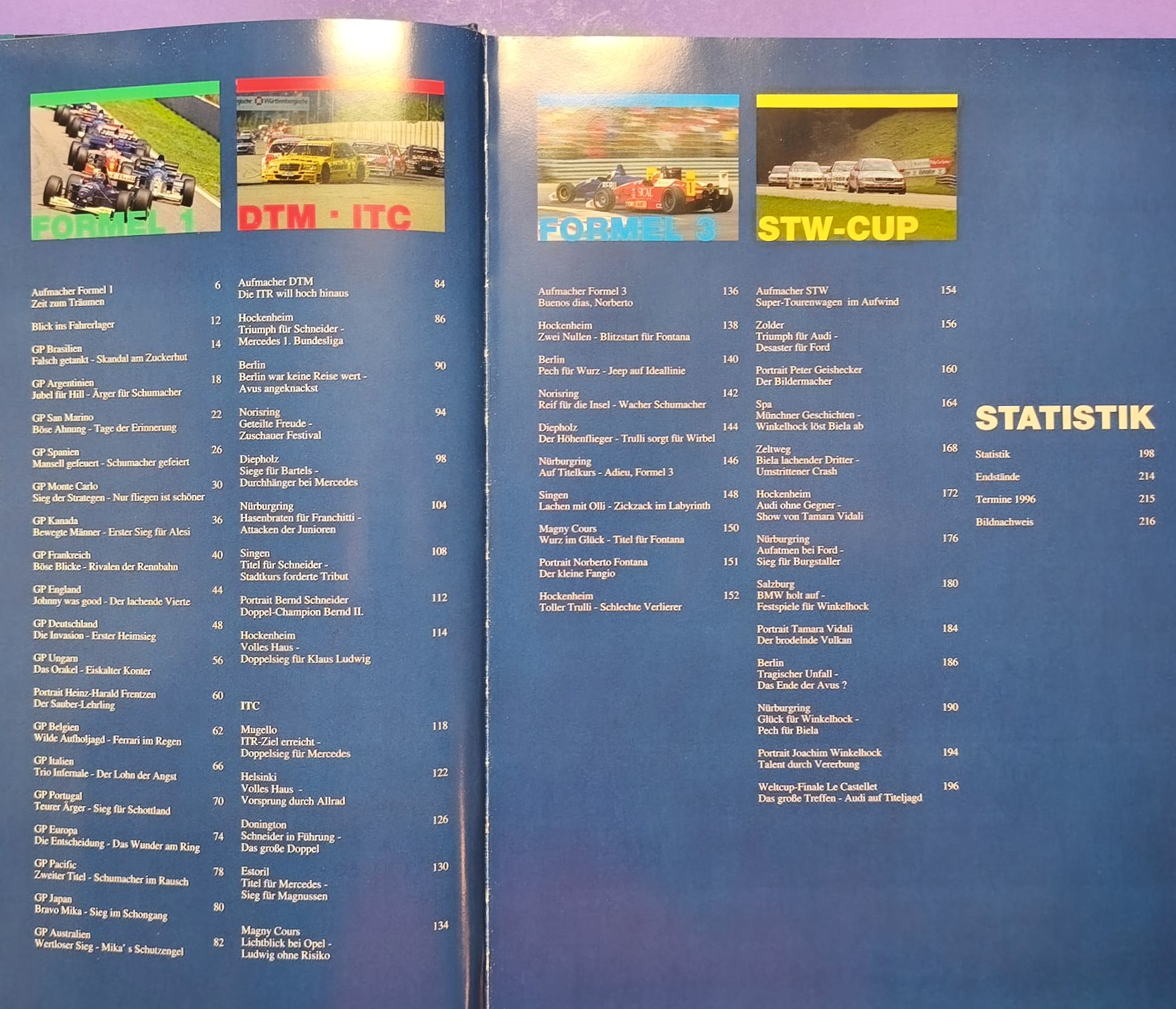 altes Buch, Cockpit, Rennsport Jahrbuch 1995 / 1996, Formel 1, DTM, Formel 3, STW, Schumacher, Alfa 155, Opel Calibra,.. 