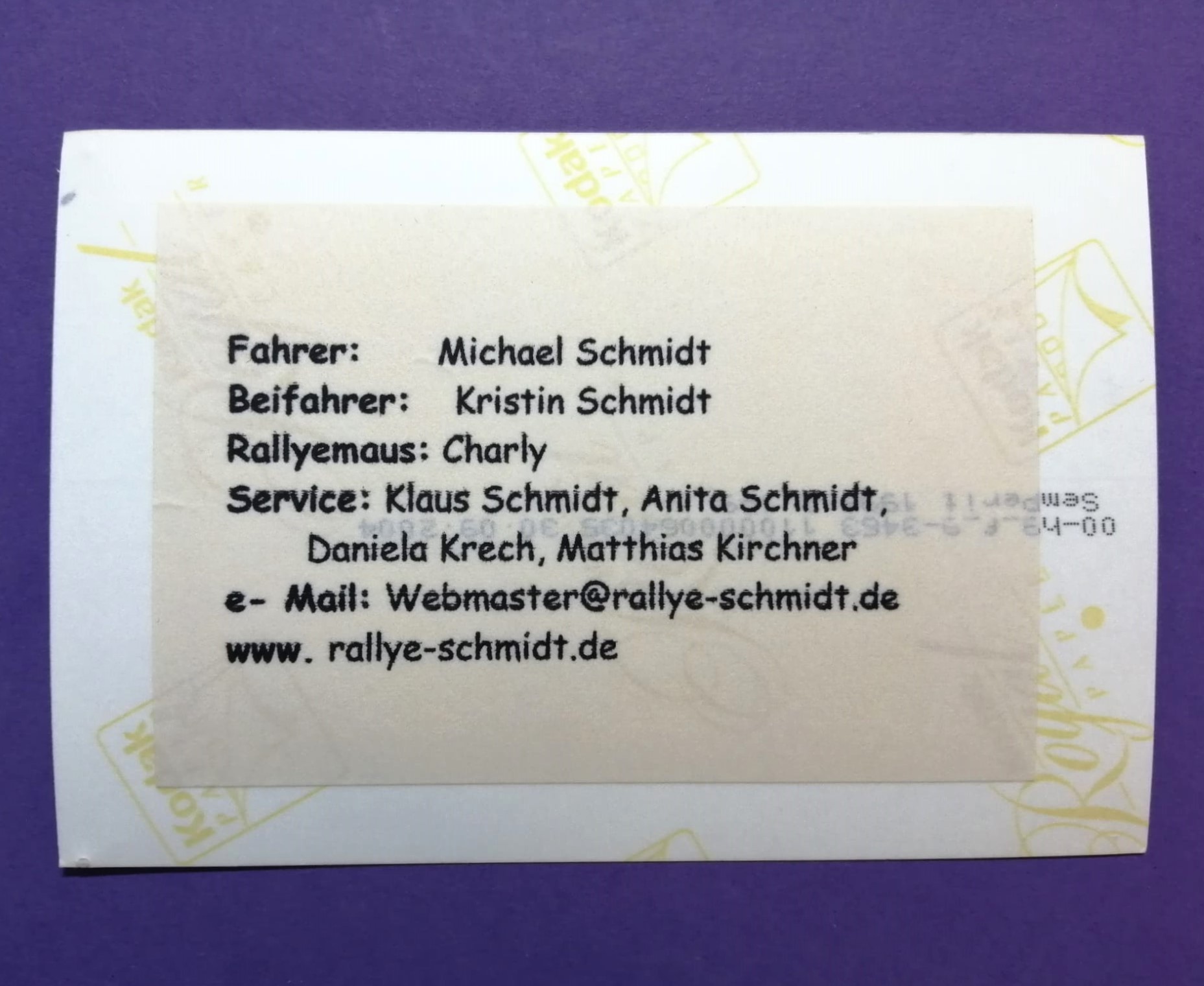 2 Original Autogramme, Michael, Kerstin Schmidt, Fiat Cinquecento, Semperit Rallye 1998, 99 altes Foto 9x13cm