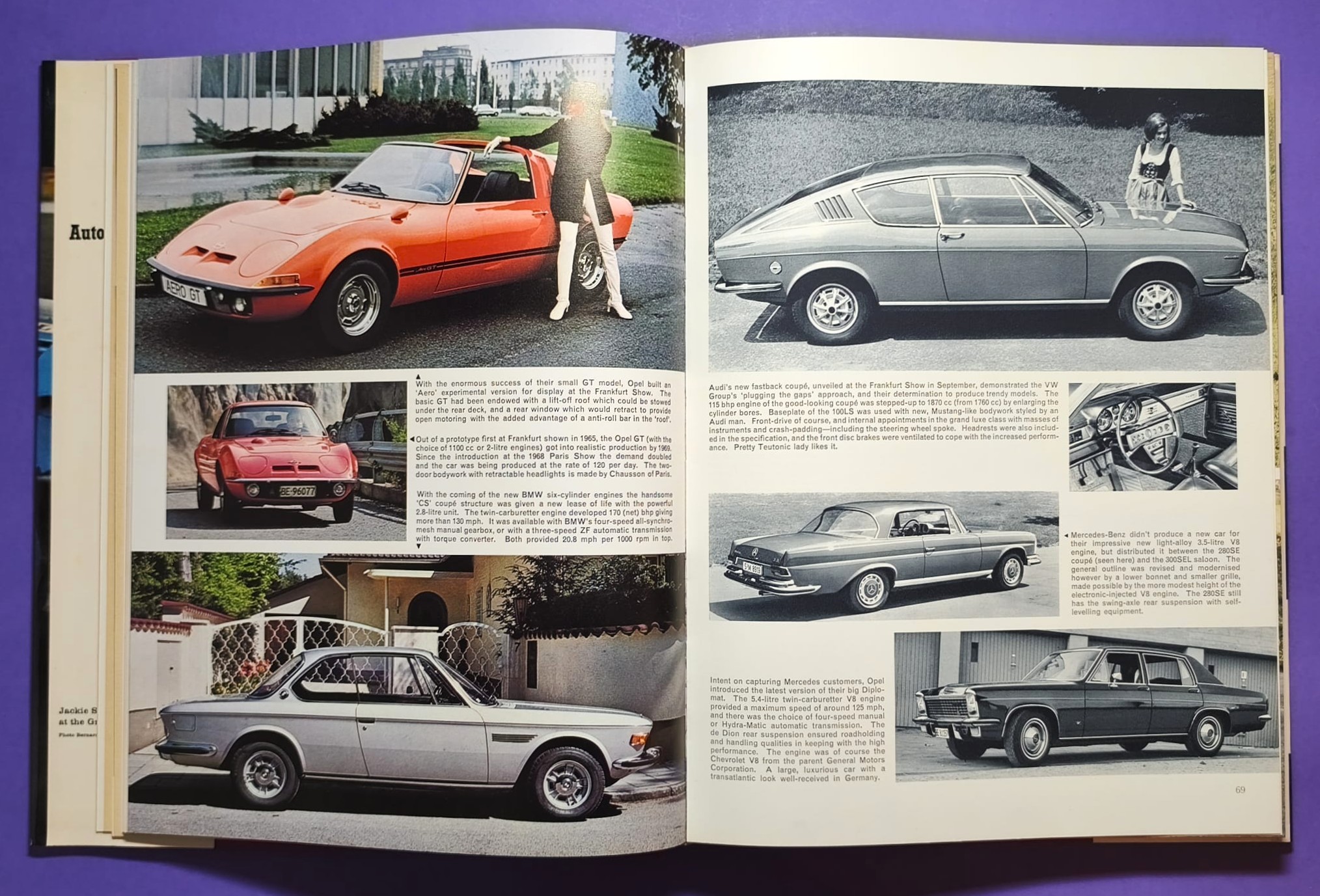 altes Buch, Automobile Year 1969-1970, Ford Capri, Opel Manta,.. Formel 1, LeMans, Rallye, Indy Car,.. Jochen Rindt, Hill, Ickx, Siffert, Stewart,.. Lotus, Ferrari, Porsche 917, Matra,.. ENGLISCH!