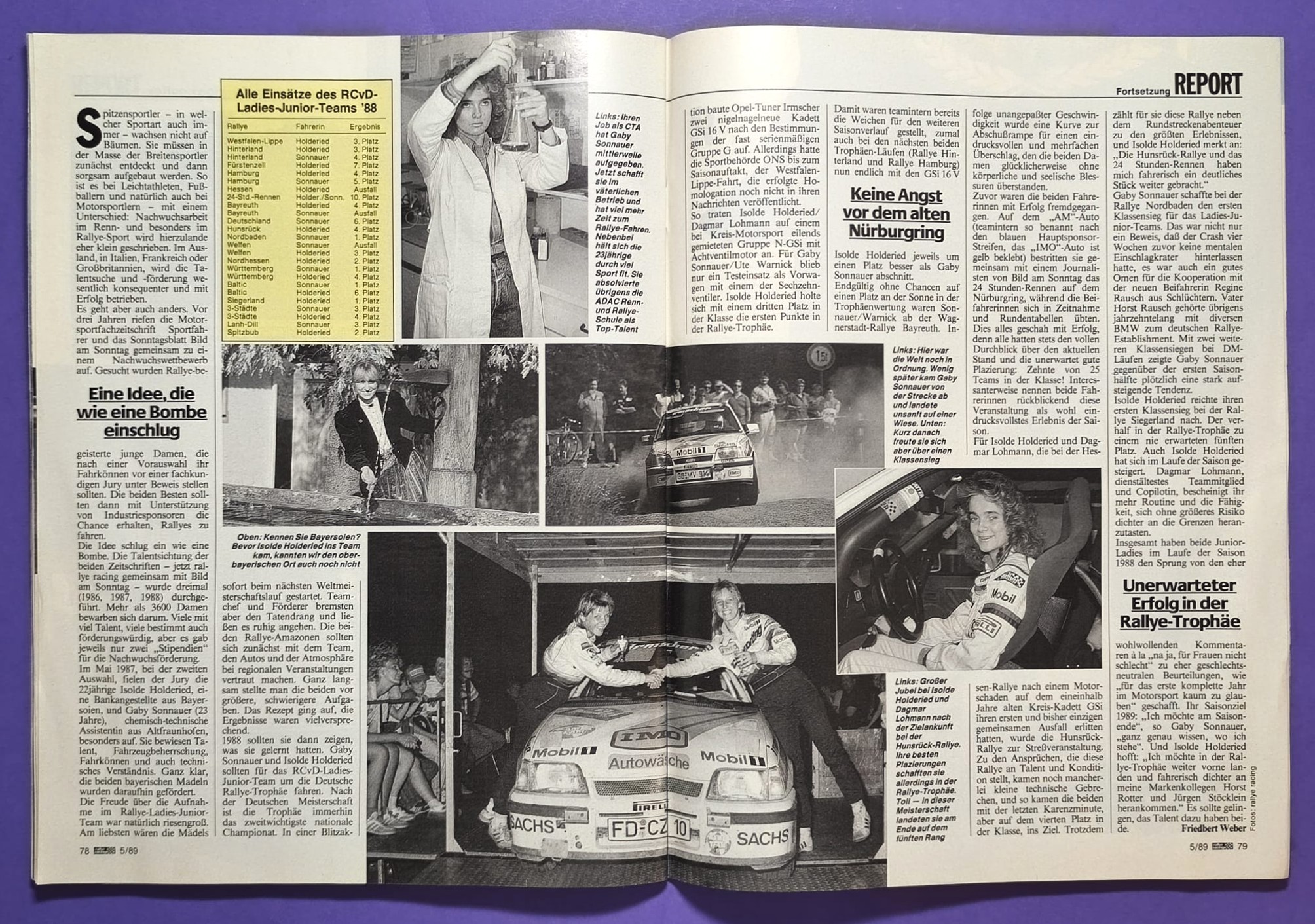 alte Zeitschrift Magazin Heft, Rallye Racing, 1. März 1989, Test Alpina B10 (BMW 3er E30), Audi 90 Quattro GTO, Zakspeed Formel 1, Opel Kadett E GSI, Rallye Nachwuchs Fahrerinnen