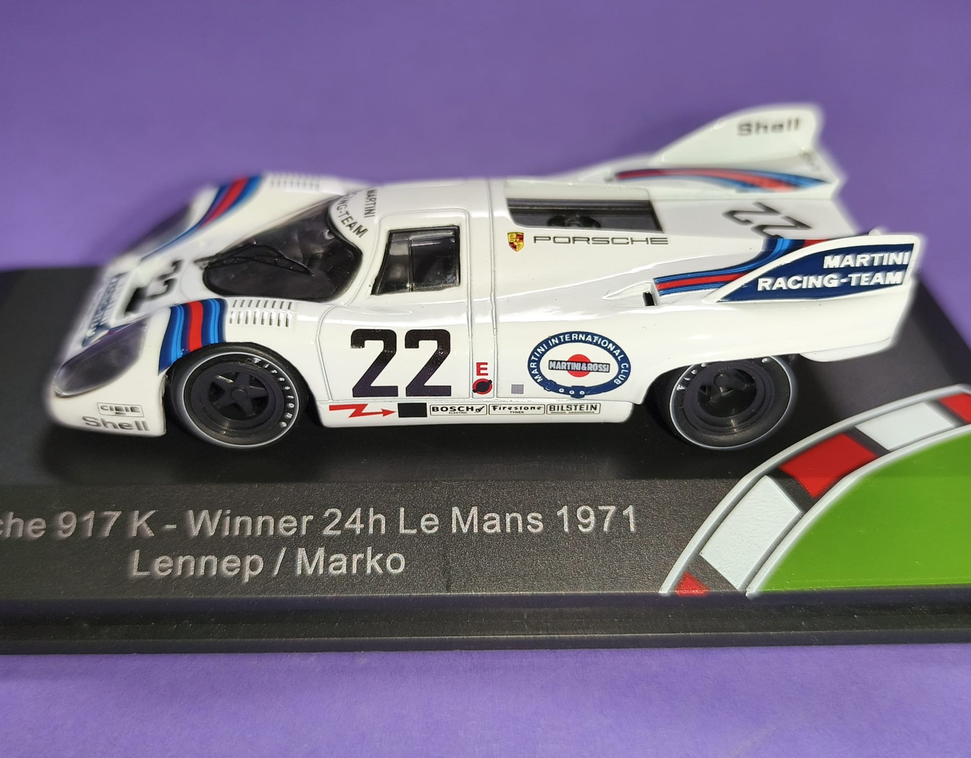 Modellauto 1:43 NEU, Martini Porsche 917K, Sieger 24h LeMans 1971, Helmut Marko, Gijs van Lennep, in Plexiglas und Kartonbox. 