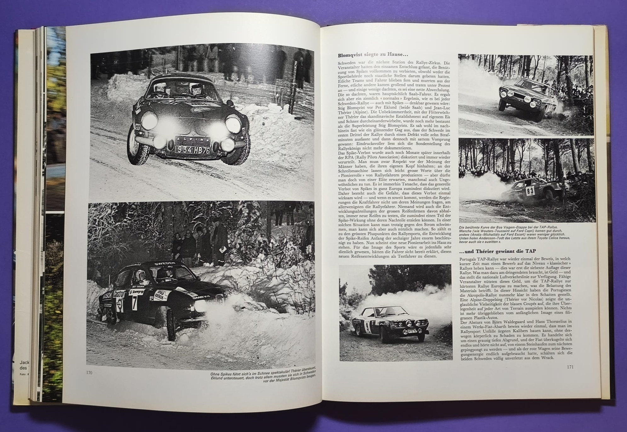 altes Buch, Auto Jahr 1973-1974, Nr. 21, Ford Capri, Fiat 124 Spider & X19, Renault Alpine 110, Matra, Porsche, .. Formel 1, 2, LeMans, Rallye, USA.. Cevert, Stewart, Peterson, Lauda.. Lotus,..