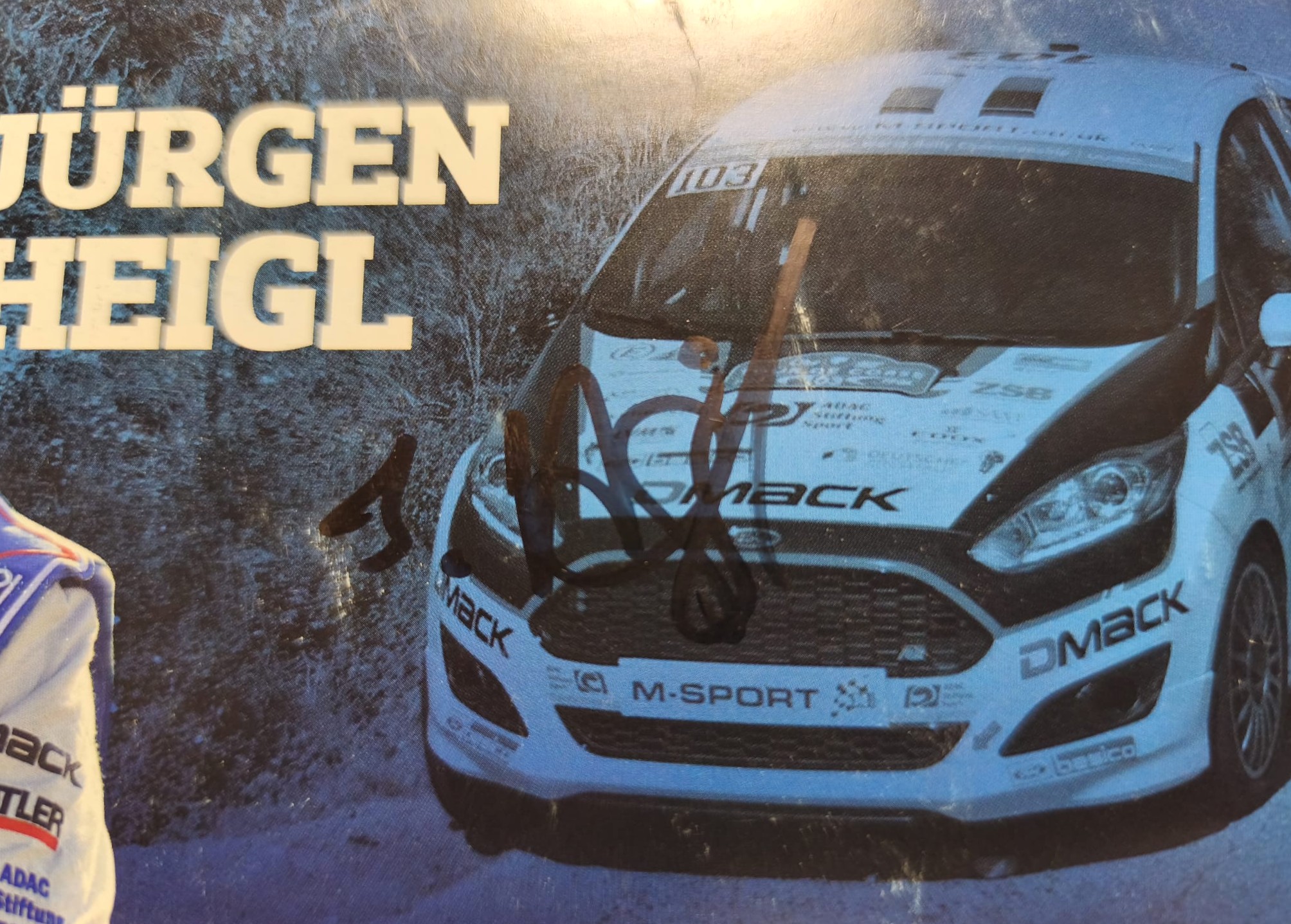  Original Autogramm, Jürgen Heigl, Ford Fiesta Rallye W2C, Karte 10x21cm