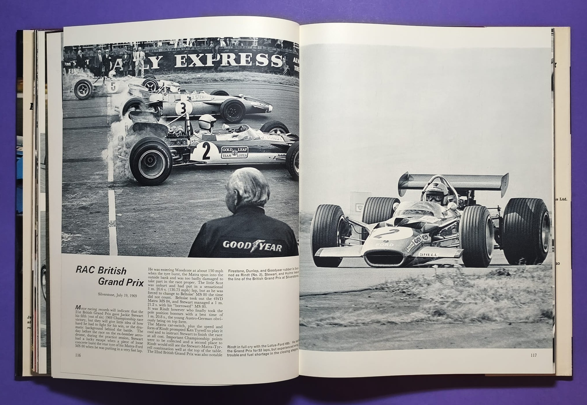 altes Buch, Automobile Year 1969-1970, Ford Capri, Opel Manta,.. Formel 1, LeMans, Rallye, Indy Car,.. Jochen Rindt, Hill, Ickx, Siffert, Stewart,.. Lotus, Ferrari, Porsche 917, Matra,.. ENGLISCH!