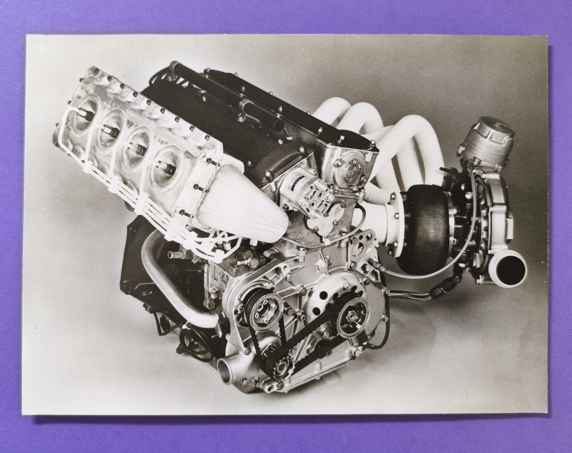 altes Presse Werksfoto, BMW Turbo Formel 1 Motor, 80er Jahre, 13x18cm
