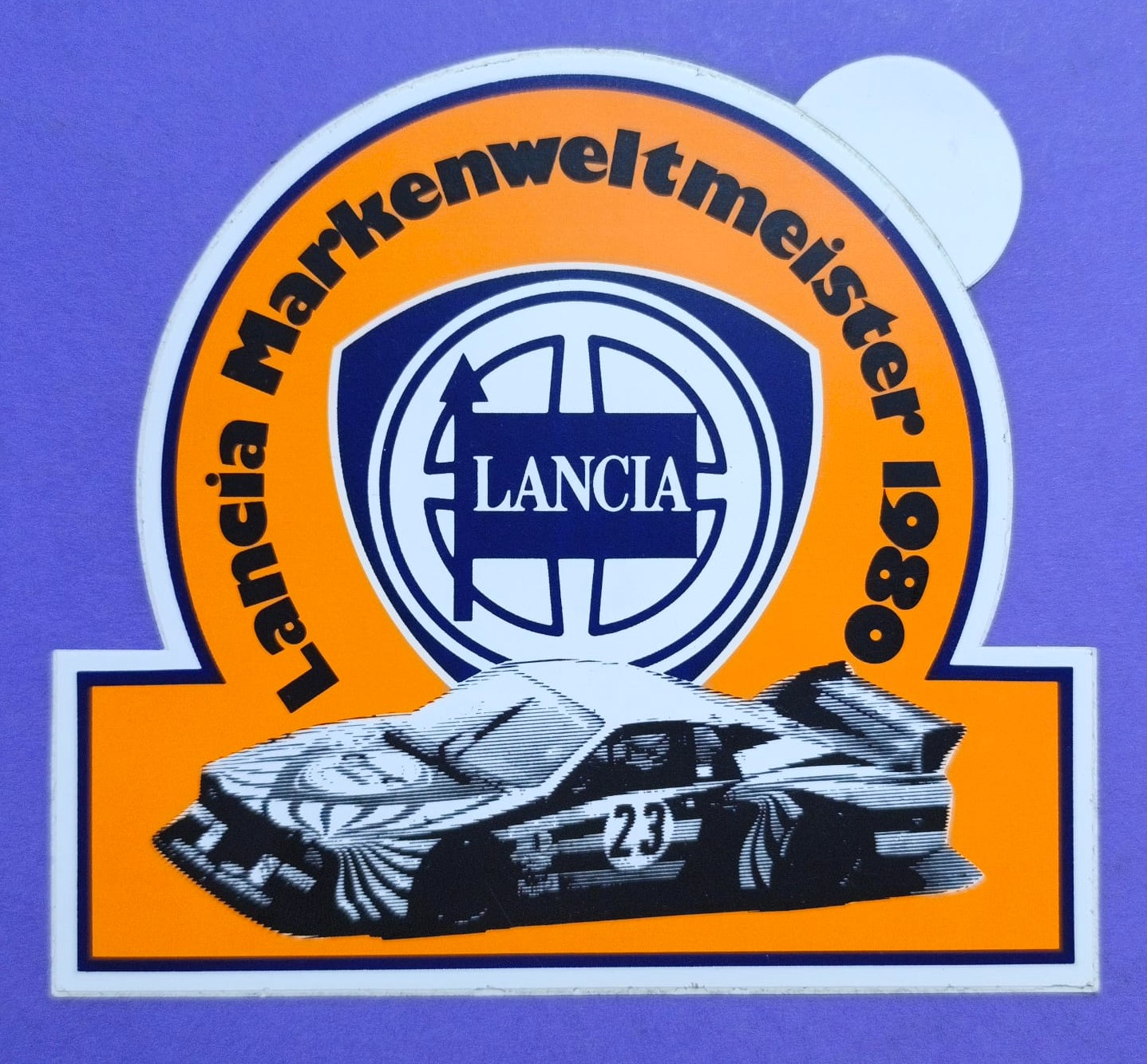 RARITÄT! alter Aufkleber Sticker, Lanica Beta, Sportwagen Markenweltmeister 1980, 24h LeMans, 12x13cm 