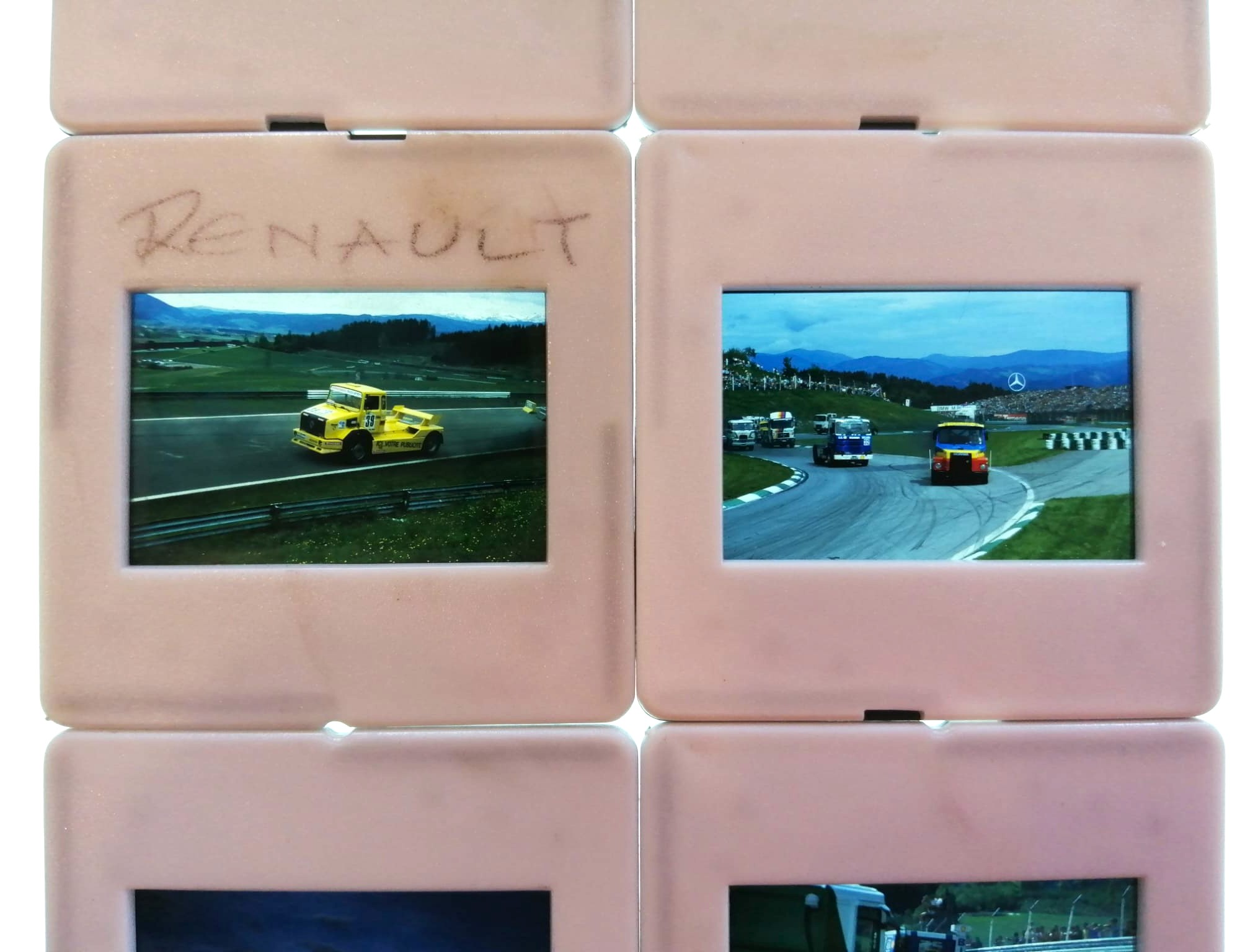 6 Stück alte Presse Foto DIAs, Truck Grand Prix Österreichring, 80er Jahre, LKW, Lastwagen, 5x5cm
