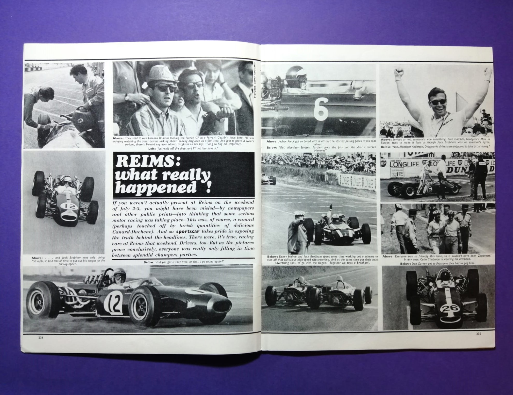 RARITÄT! alte Zeitschrift Magazin Heft, Sportscar, 08/1966, Formel 1 Monaco, Jochen Rindt, Roger Nathan, Mittelposter Jack Brabham,.. Englisch!