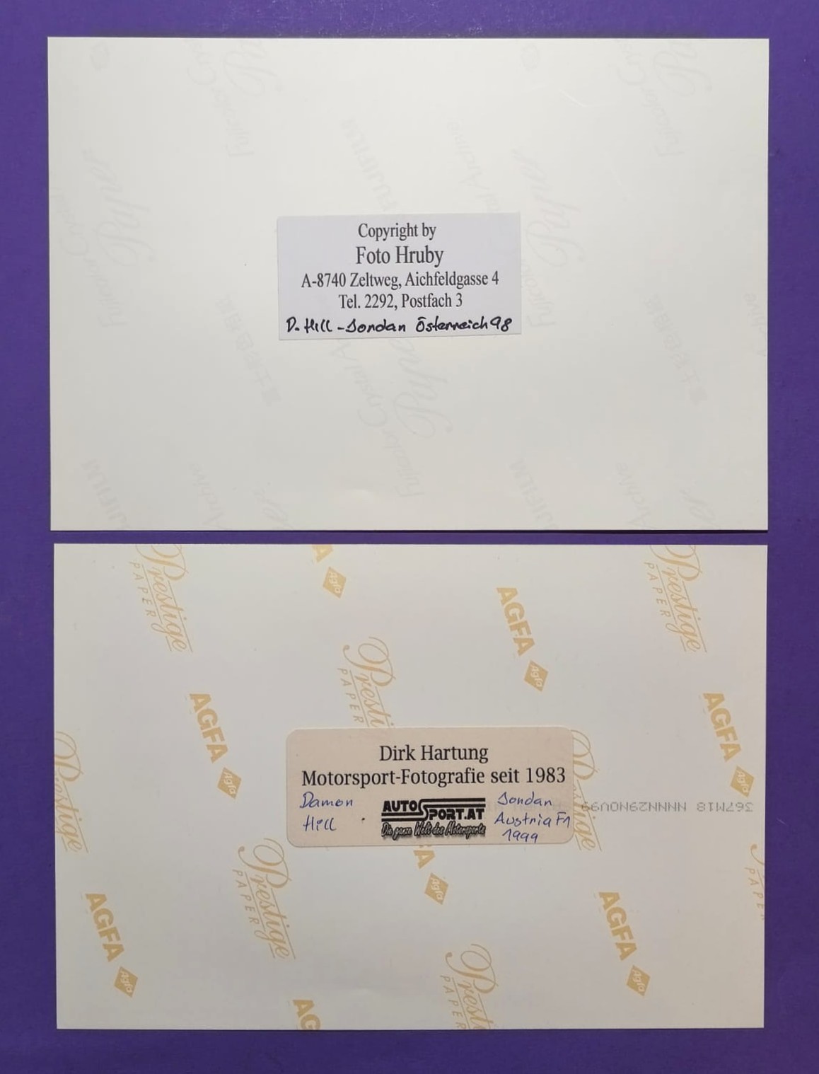 2 Stück alte Pressefotos, Damon Hill, Jordan Honda, Formel 1 Grand Prix Österreich A1-Ring 1998, 1999, 15x22cm