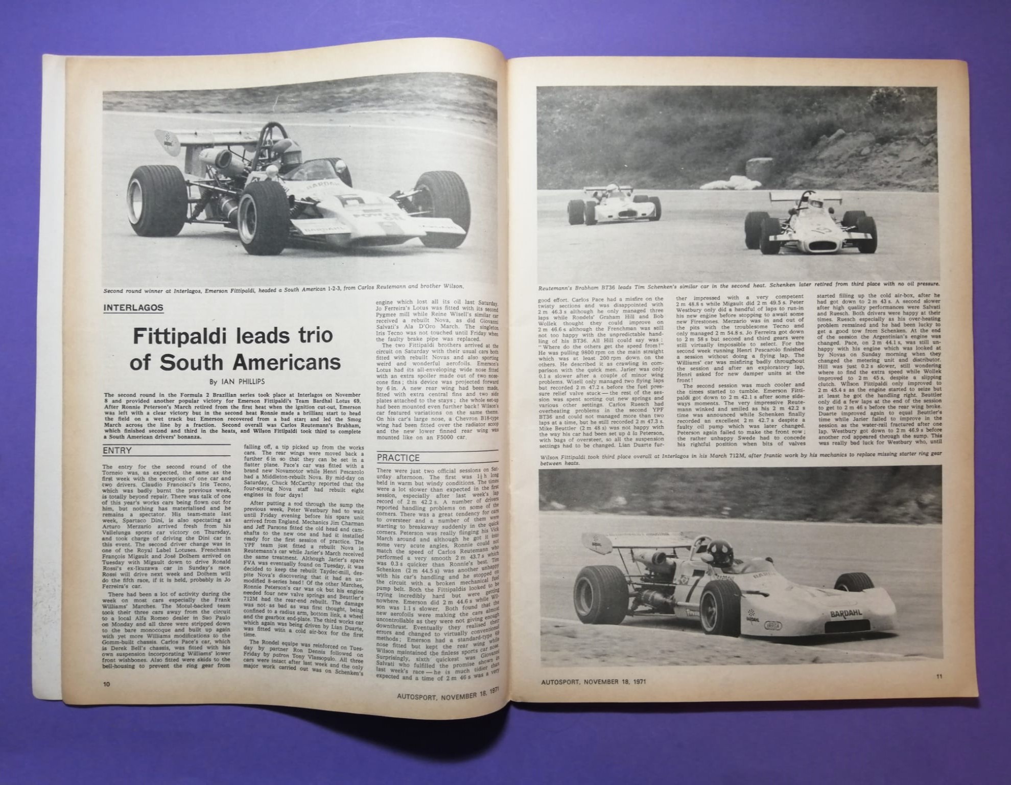 alte Zeitschrift Magazin Heft Autosport, 18. November 1971, John Player Lotus72 Formel 1, Jochen Rindt Show, Formel 2, Rallye,.. Englisch! 