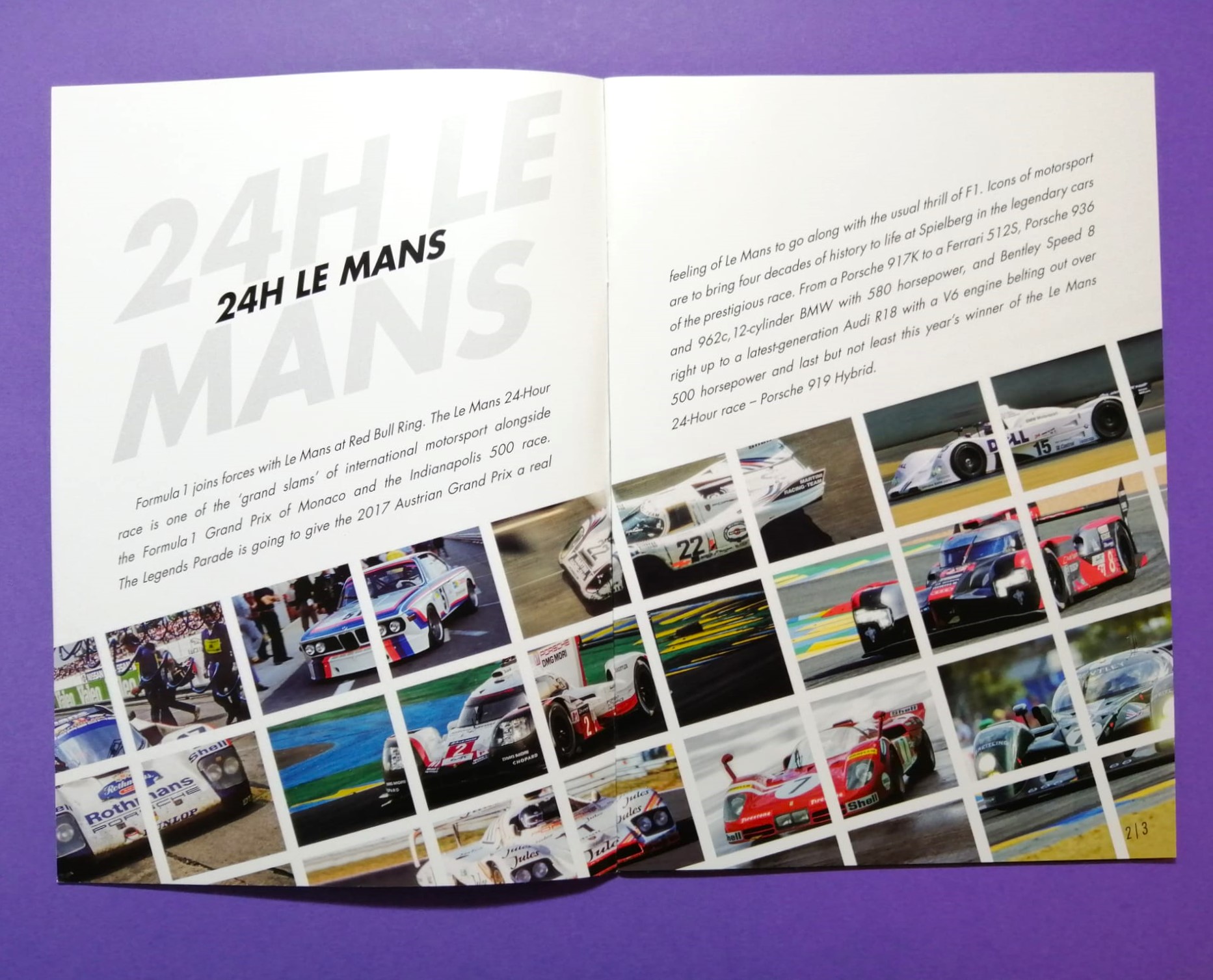 Programmheft, Legenden 24h LeMans, Porsche 917, 936, 962, 919, Audi, BMW, Ferrari, Bentley, Marko, Stuck,.. 15x21cm 