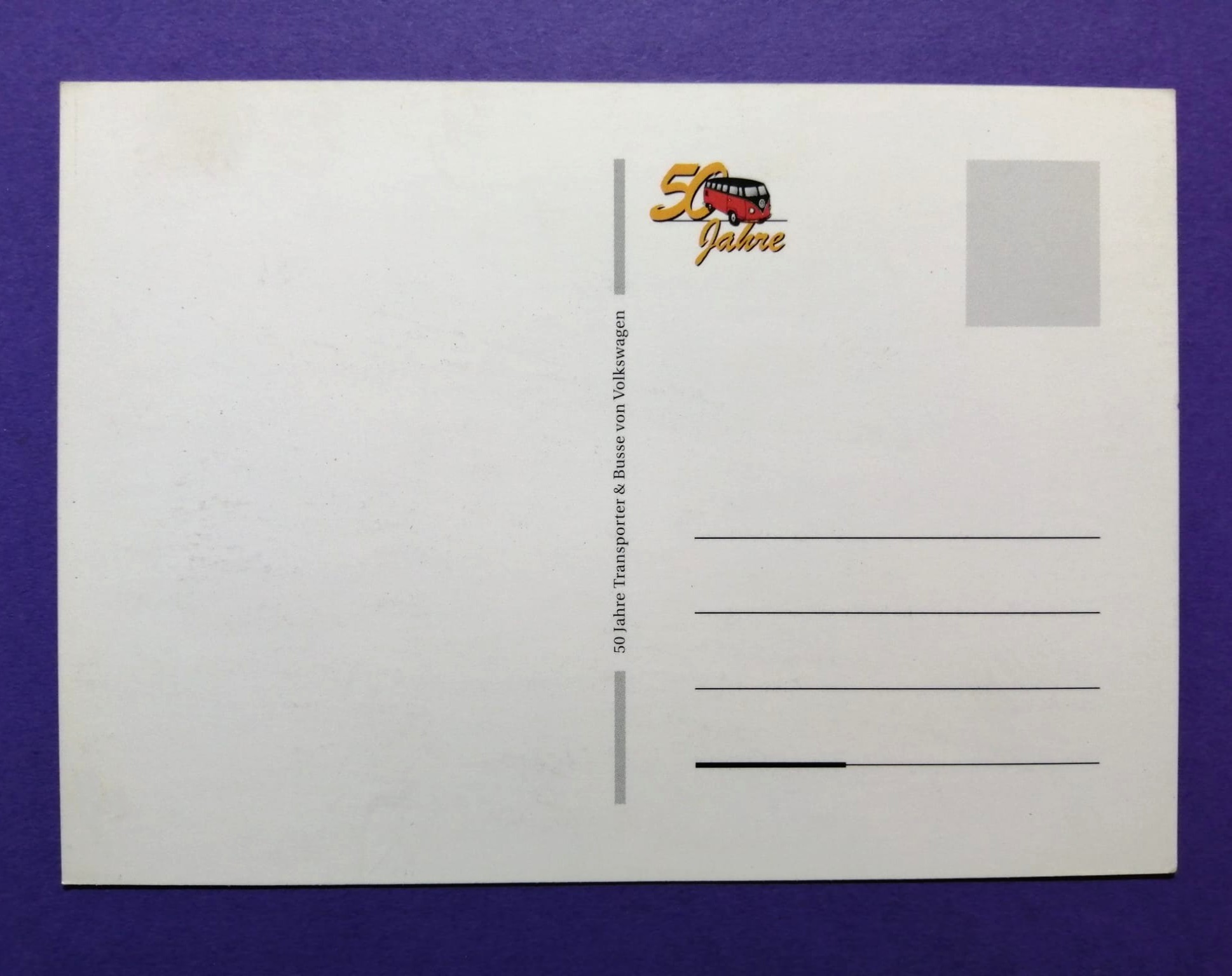 Postkarte, 50 Jahre VW Bus, T2 Bulli, 10x15cm 