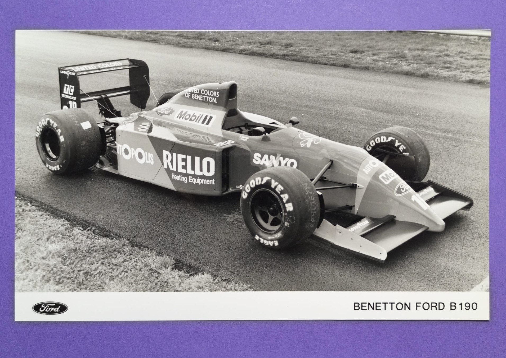 altes Presse Werksfoto, Benetton Ford B190, Formel 1 Grand Prix 1990, Alessandro Nannini, Nelson Piquet, 15x25cm