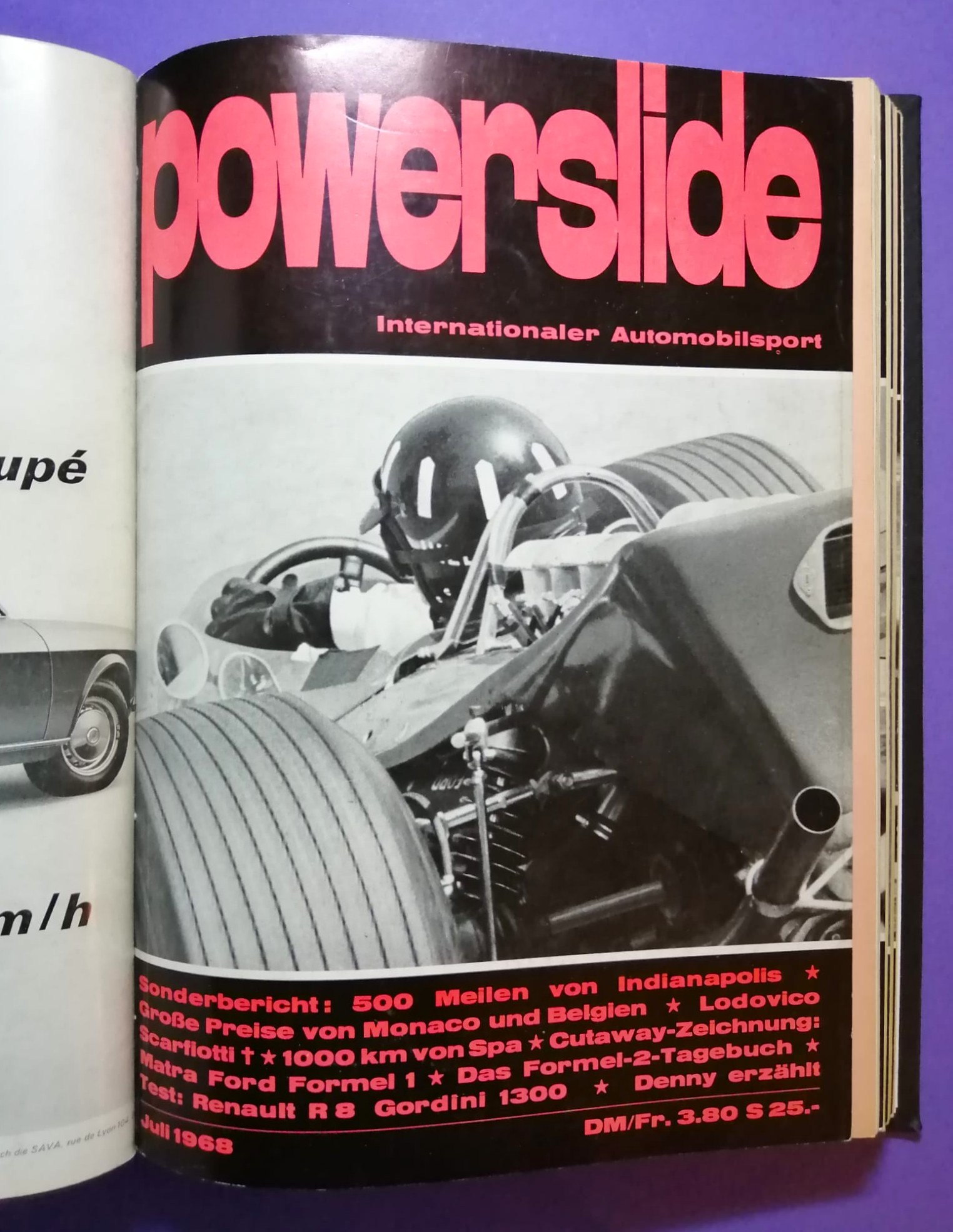 alte Powerslide 1968 Zeitschriften Magazine gebunden als Buch, 12 Hefte, Formel 1, Jochen Rindt, Siffert, Porsche, Motorsport,..