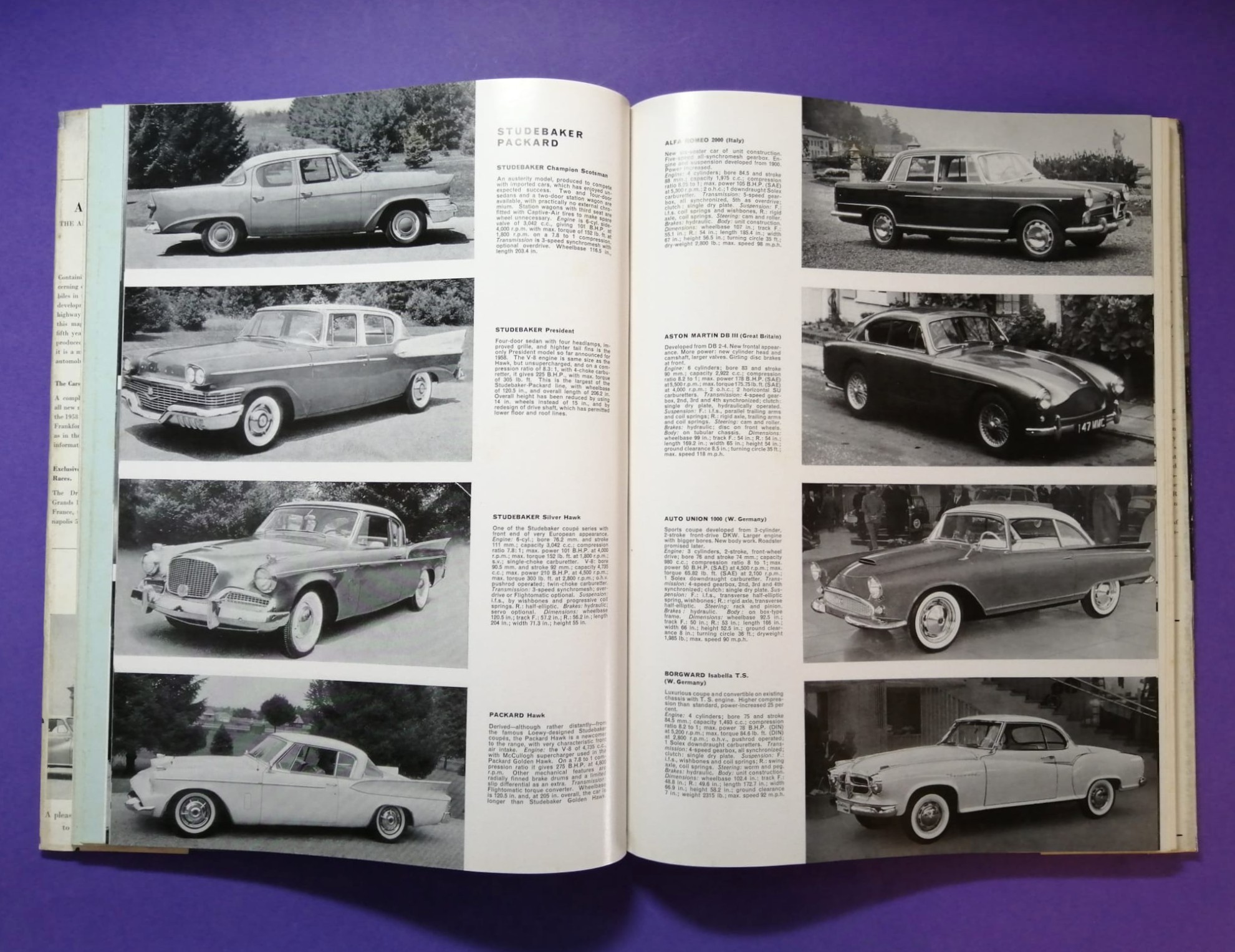 RARITÄT! sehr altes Buch, Automobile Year 1958 Edition Nr.5, Rennsaison 1957, Borgward, Porsche 356, Maserati 450S,.. Formel 1, LeMans, Mille Miglia, Gaisberg,.. Vanwall, Jaguar F-Type,.. ENGLISCH!