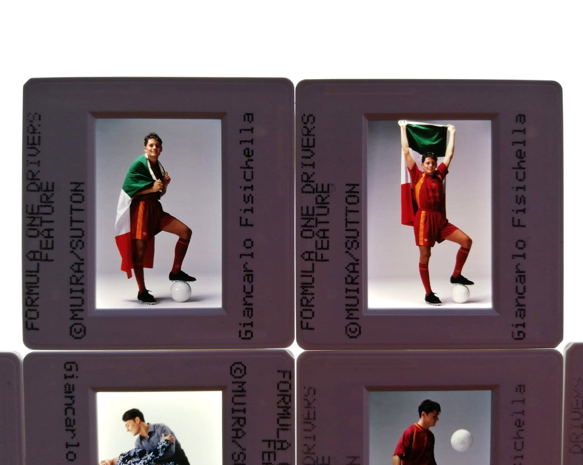 11 Stück alte Presse Foto DIAs, Giancarlo Fisichella, Studioaufnahmen, 1998, Formel 1, 5x5cm