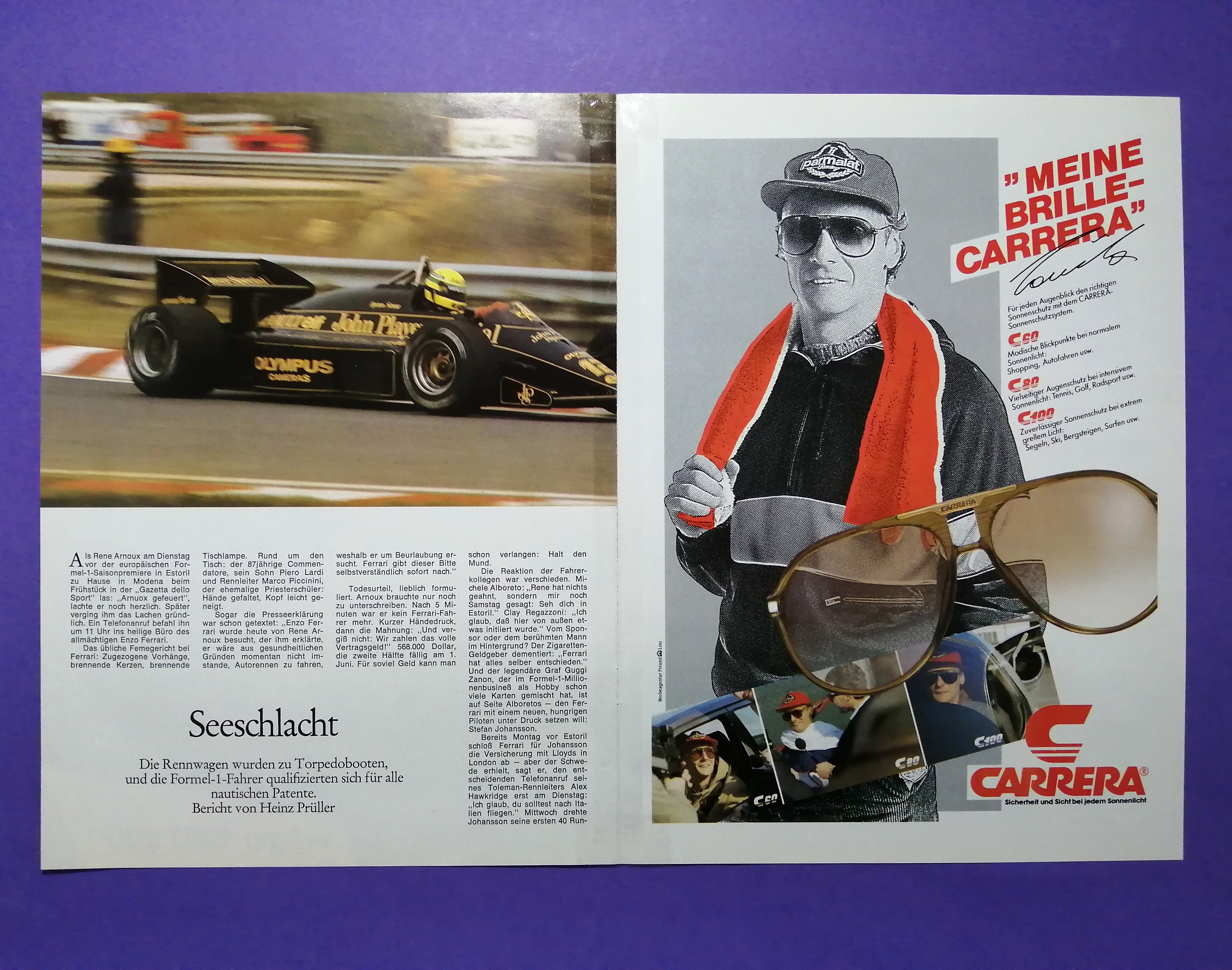 altes Agip Poster, Michele Alboreto, Ferrari, Formel 1 Grand Prix 1985, 28x42cm