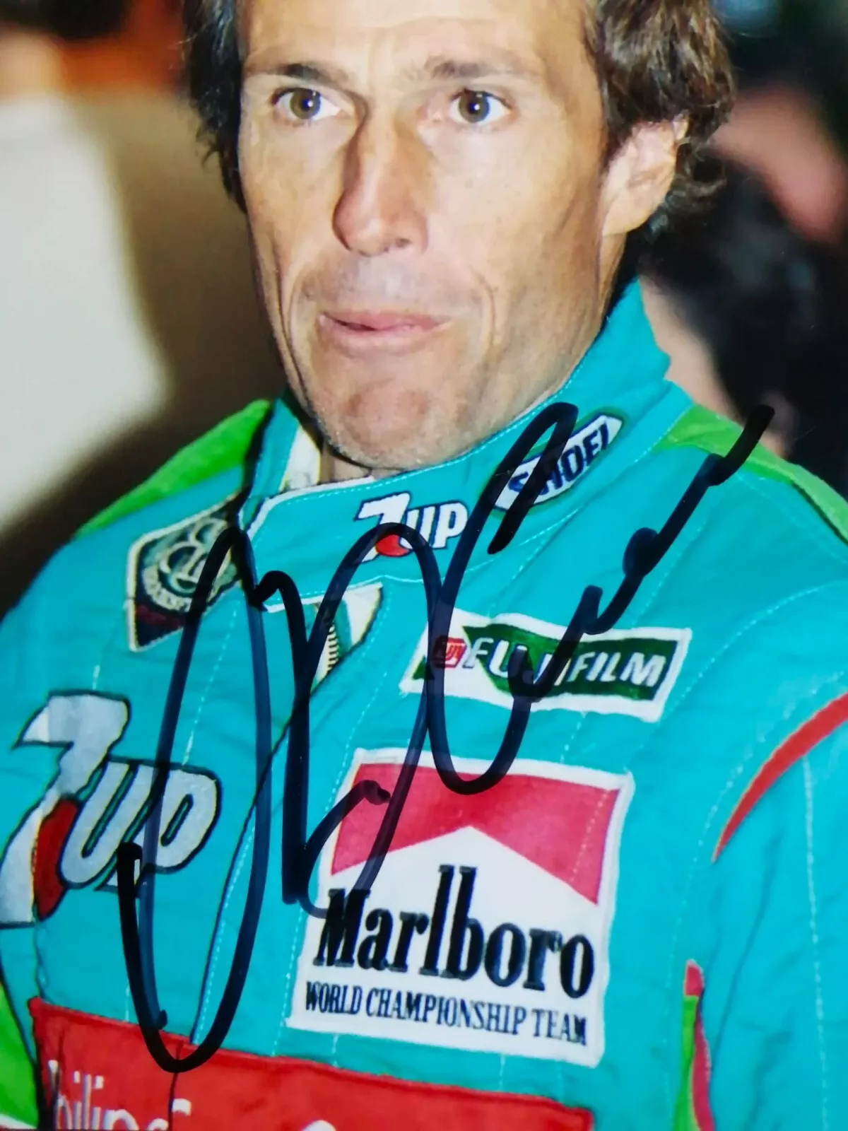 Original Autogramm, Andrea de Cesaris †, Kart Trophy Wien 2002, Jordan 7UP, Formel 1 Grand Prix, Foto 10x15cm