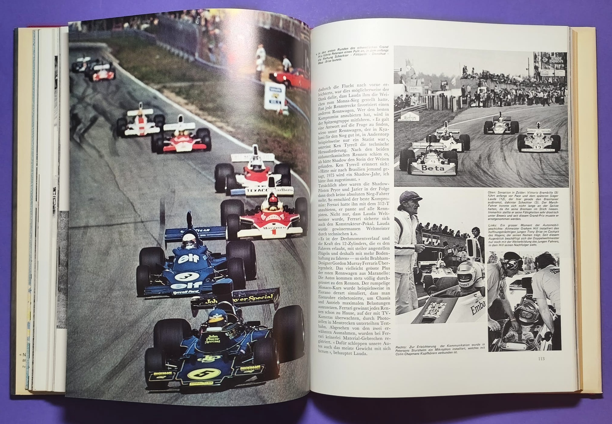 altes Buch, Auto Jahr 1975-1976, Nr. 23, Alfa, Lancia Stratos, Jaguar, Porsche, Rolls-Royce, .. Formel 1, 3, LeMans, Rallye,.. 6 Rad Tyrrell, Niki Lauda Ferrari, Hunt, McLaren, Lotus,..