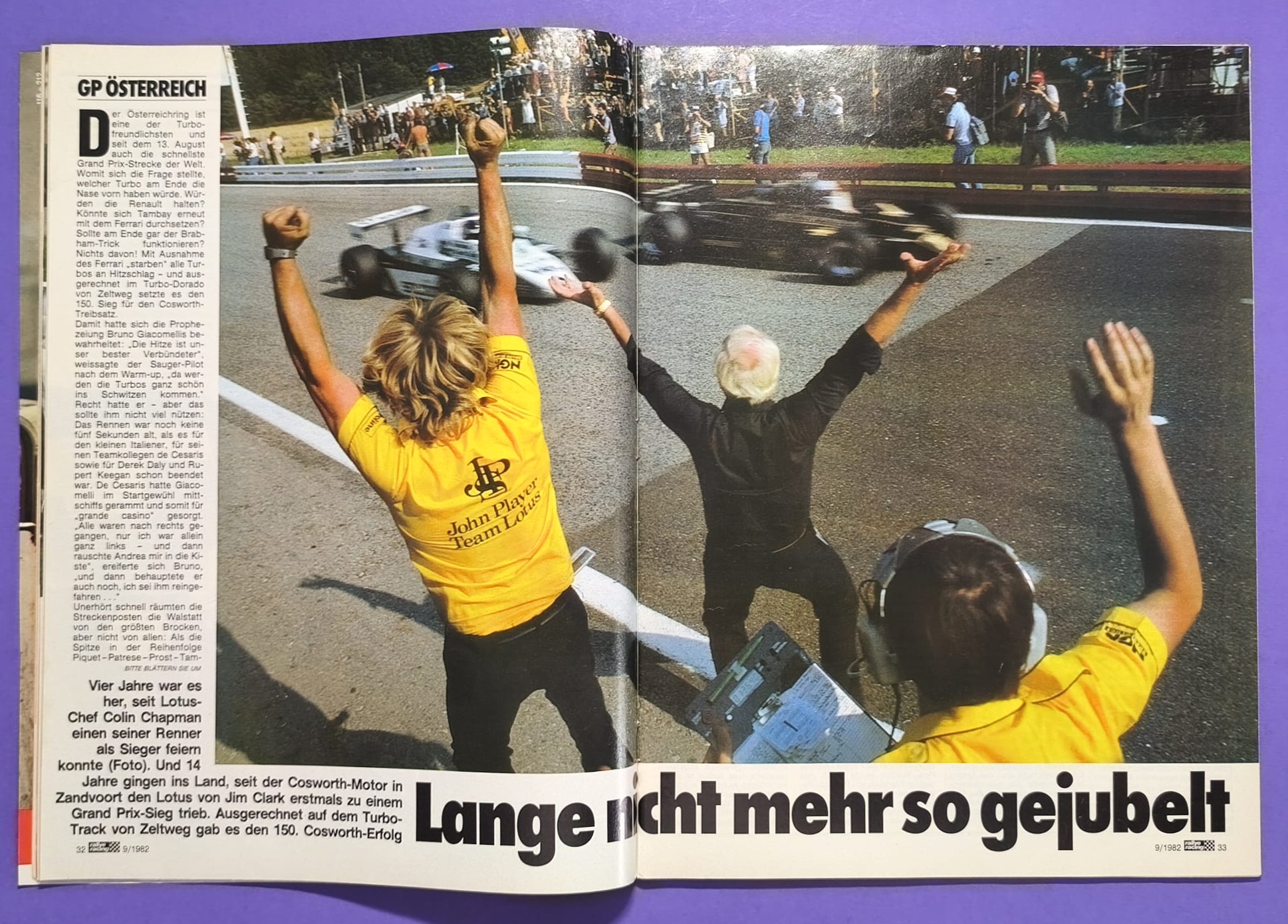 alte Zeitschrift Magazin Heft, Rallye Racing, 9. September 1982, Formel 1 Grand Prix Österreichring, Sieger Elio de Angelis, John Player Lotus