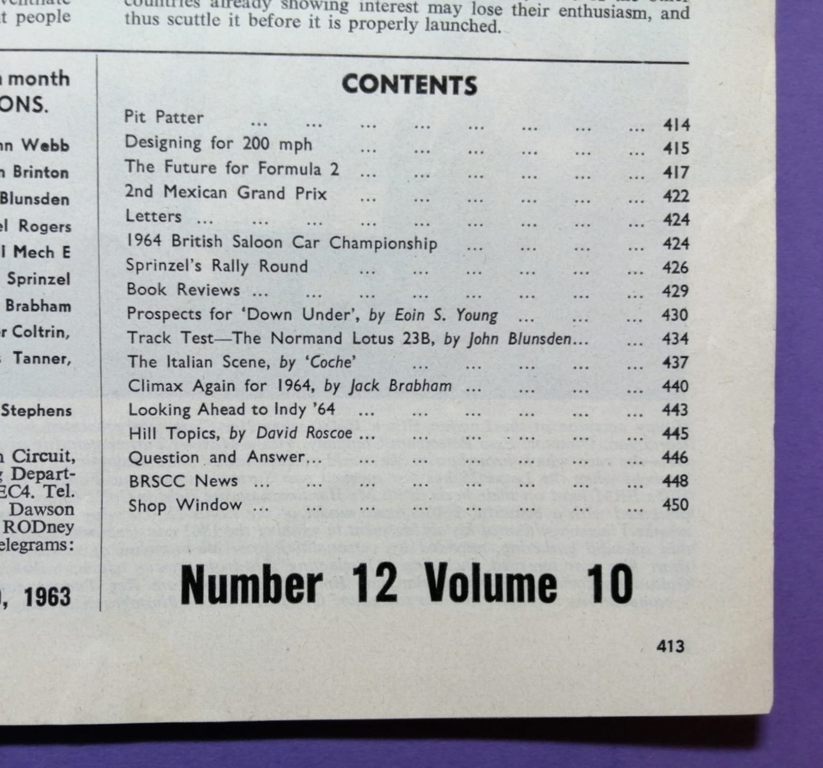 alte Zeitschrift Magazin Heft Motor Racing, 12/1963, Jim Clark Lotus, Formel 1 Grand Prix Mexico, MINI Cooper,.. Englisch! 
