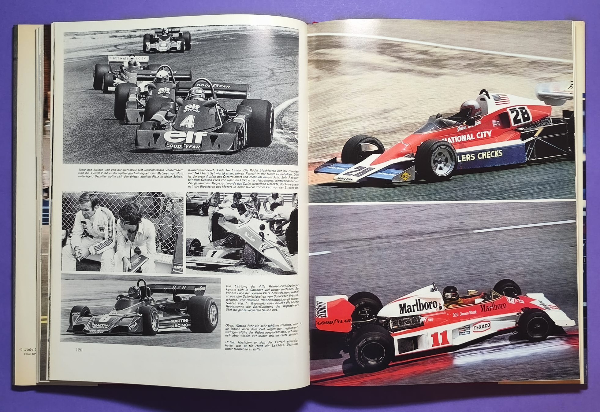 altes Buch, Auto Jahr 1976-1977, Nr. 24, Alfa Sud, Fiat Abarth 131, Lancia Stratos,.. Formel 1, LeMans, Rallye, Tourenwagen WM,.. BMW, 6 Rad Tyrrell, Niki Lauda Ferrari, Lotus, Porsche,..
