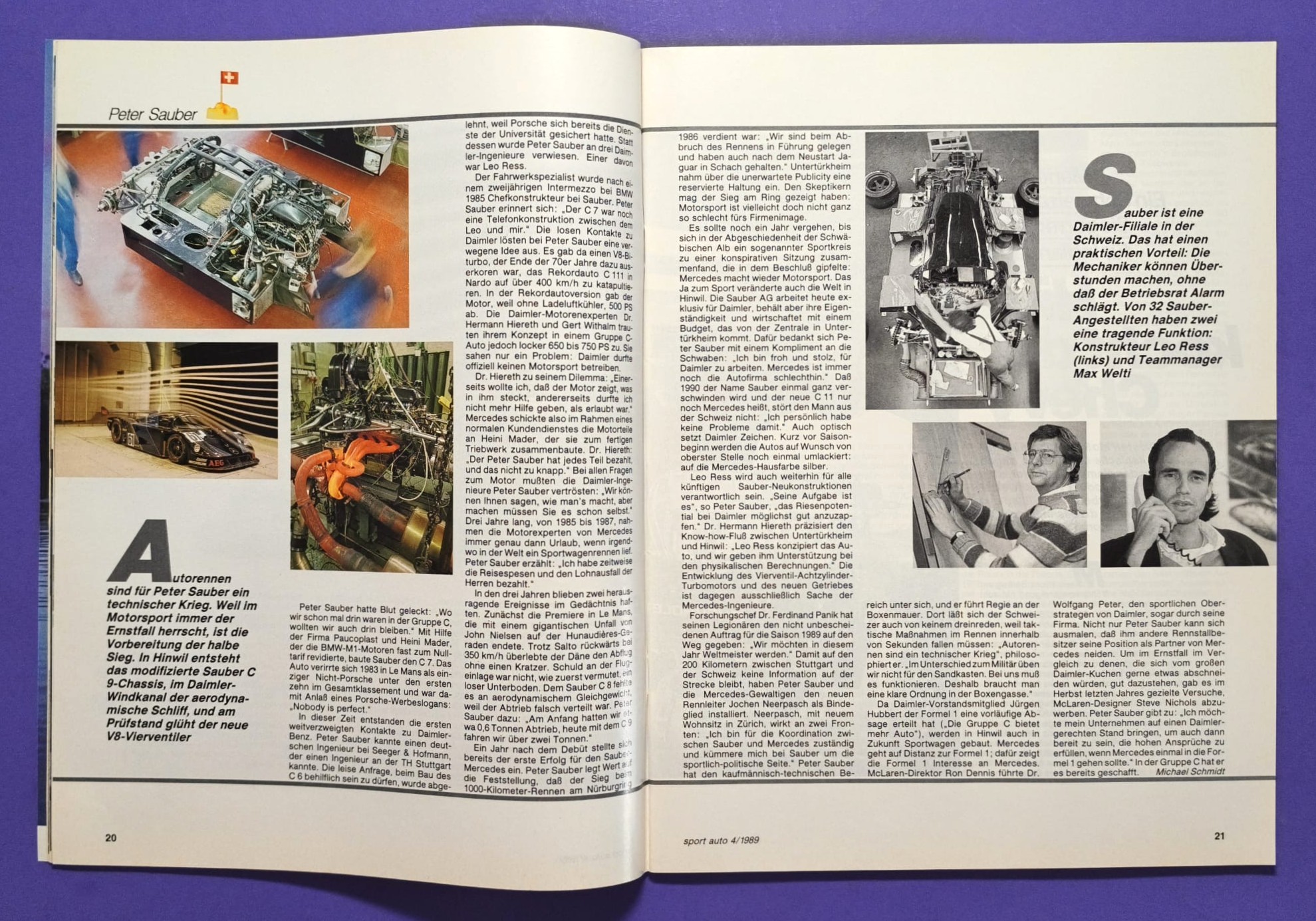 alte Zeitschrift Magazin Heft Sport Auto, 4/1989, Test Opel Lotus Omega, Sauber Mercedes Gruppe C, DTM,..