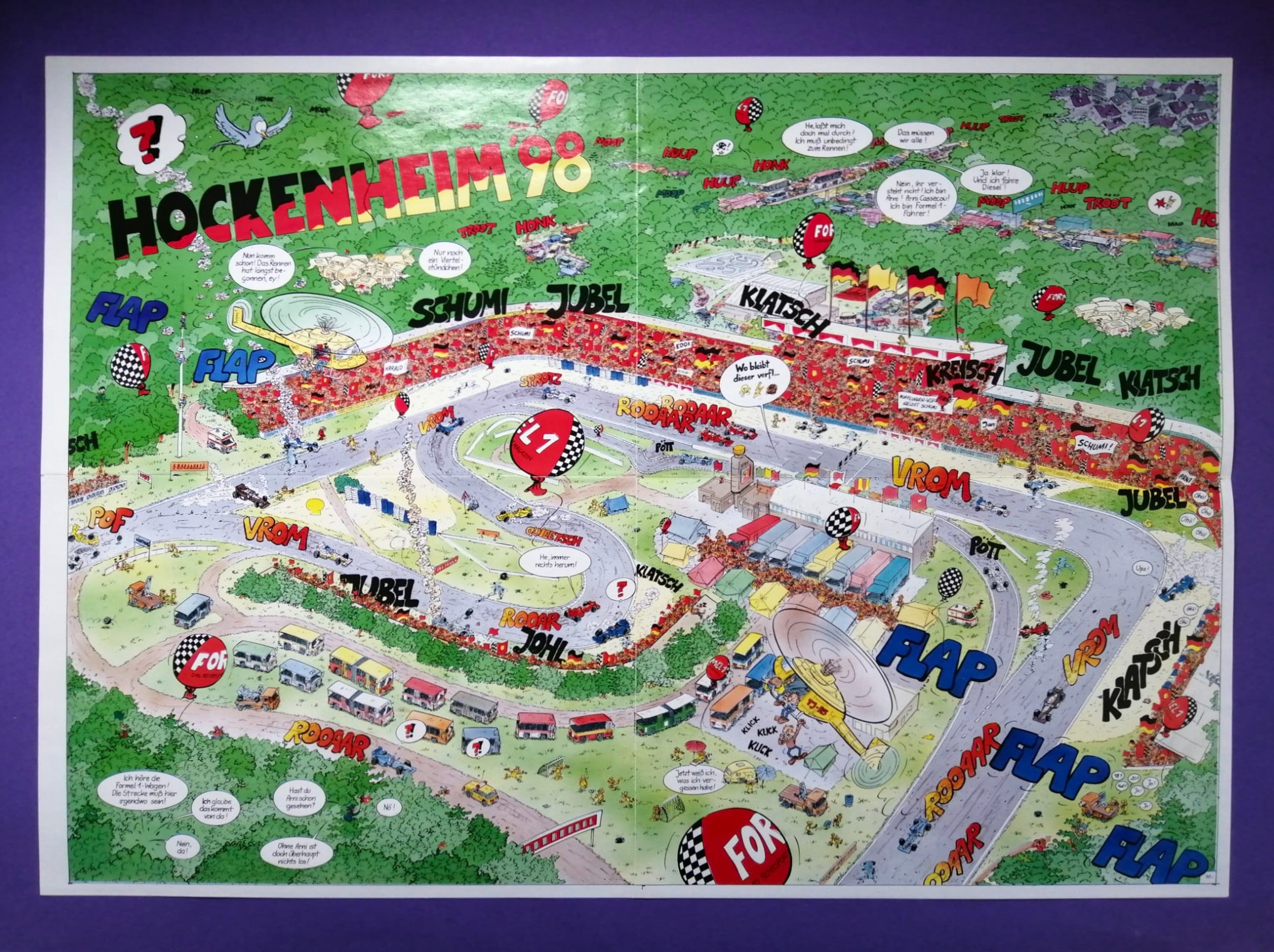 altes Doppelposter Michael Schumacher, Ferrari, Formel 1 Grand Prix 1998, Marlboro, 41x58cm