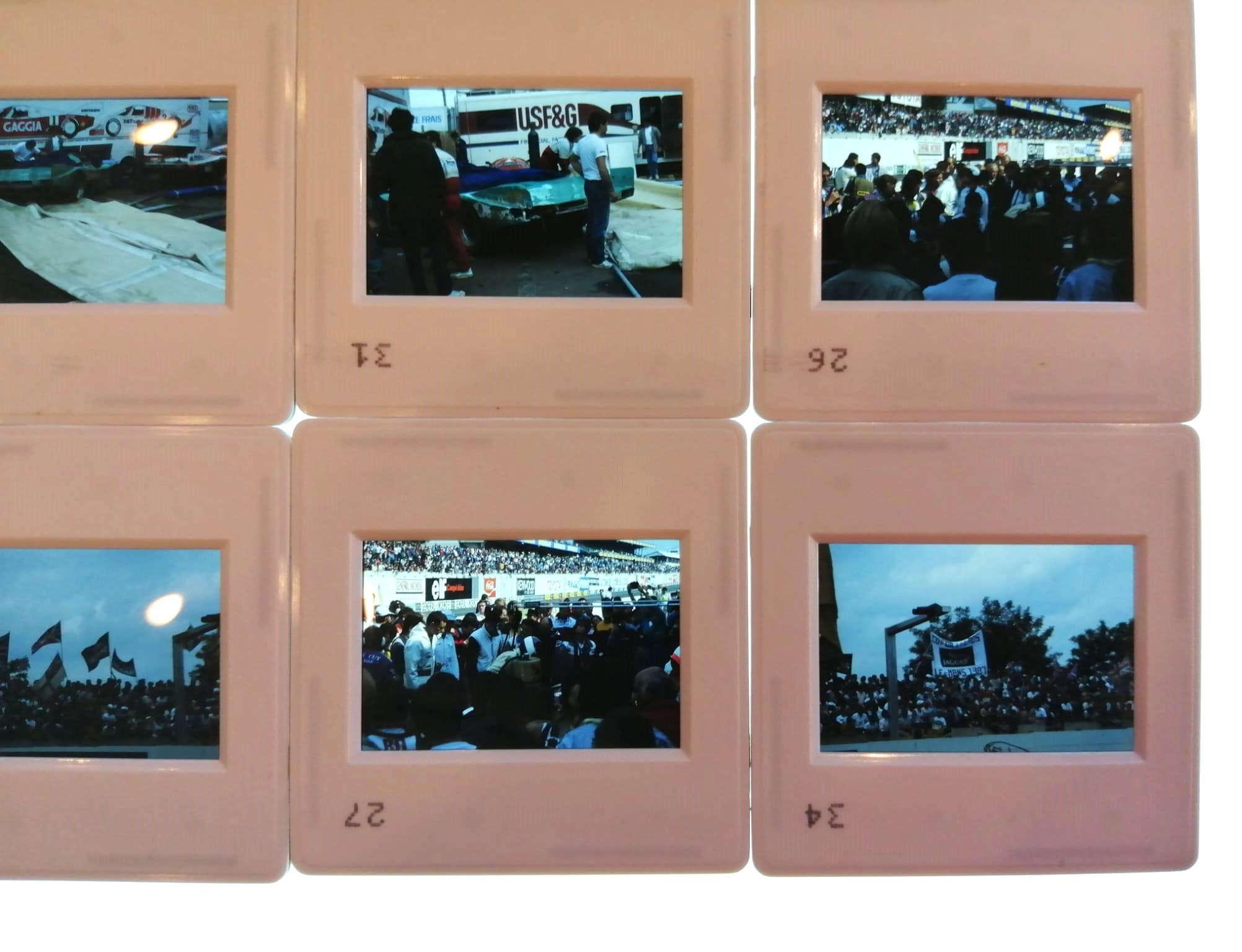 9 Stück alte Presse Foto DIAs, Hans Joachim Stuck, Porsche, 24h LeMans 1987, 5x5cm 